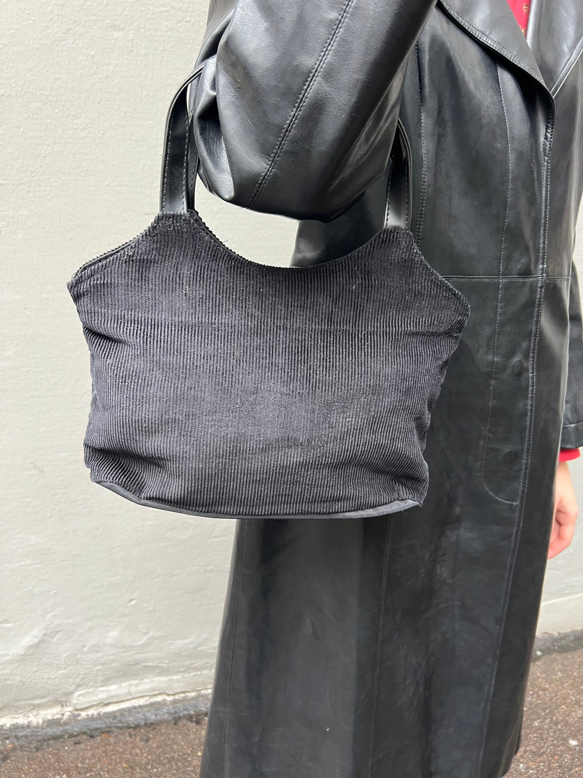 Vintage Black Cord Bag