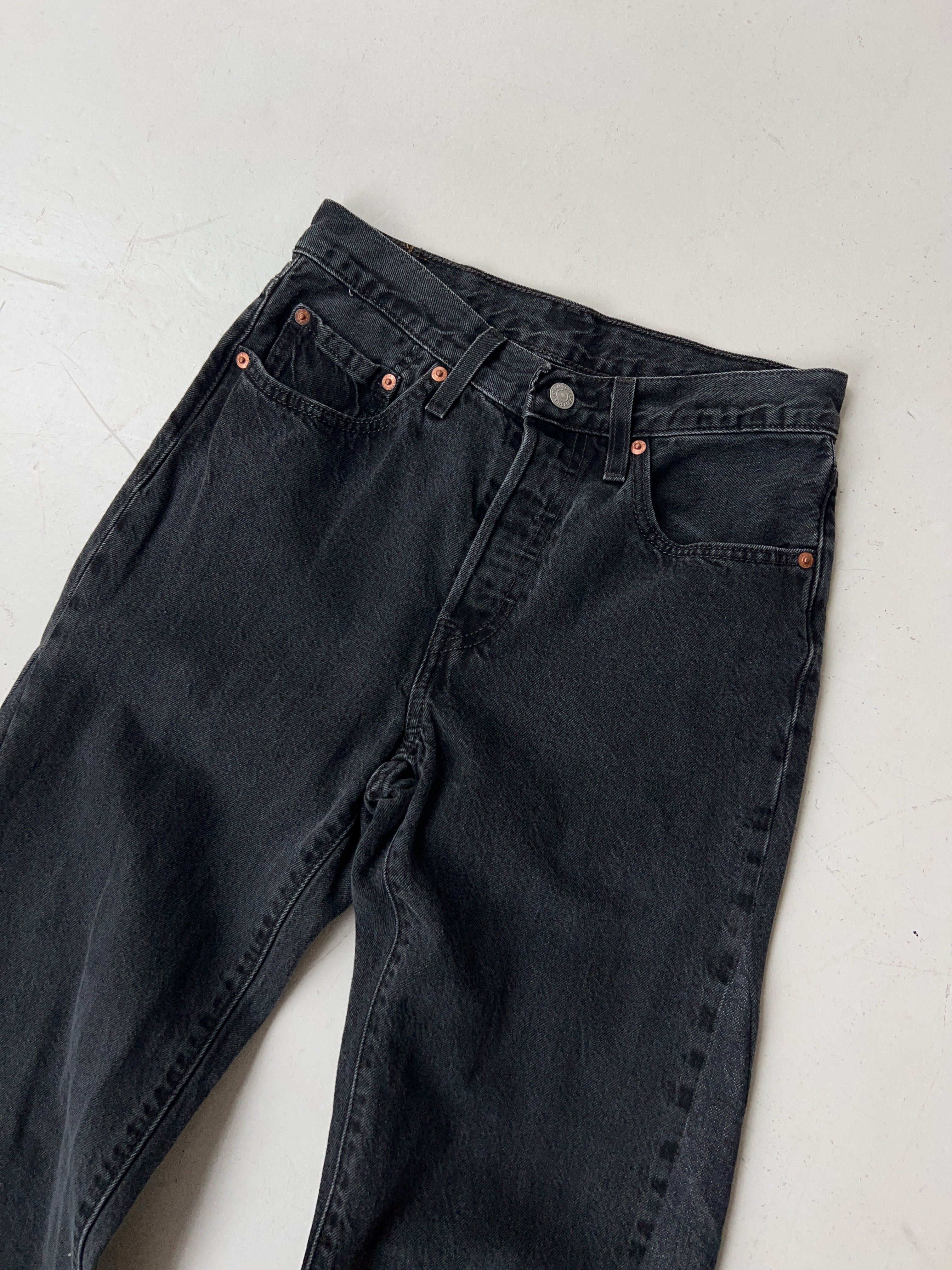 Vintage Levi's 501 Black Reworked Bootcut Jeans (S)