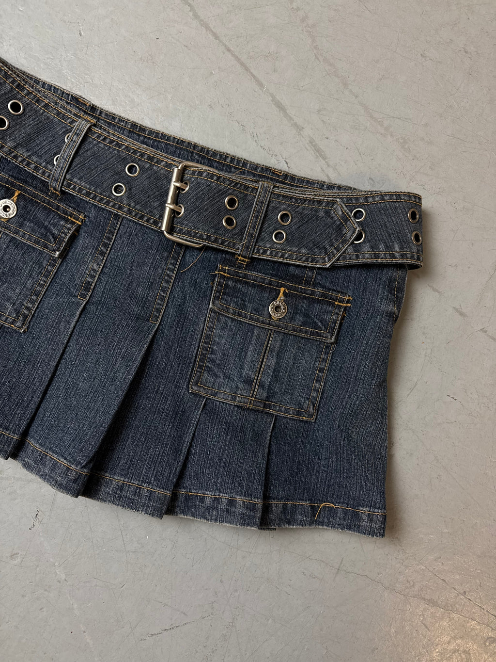 Vintage Bongo Denim Mini Skirt with Belt M