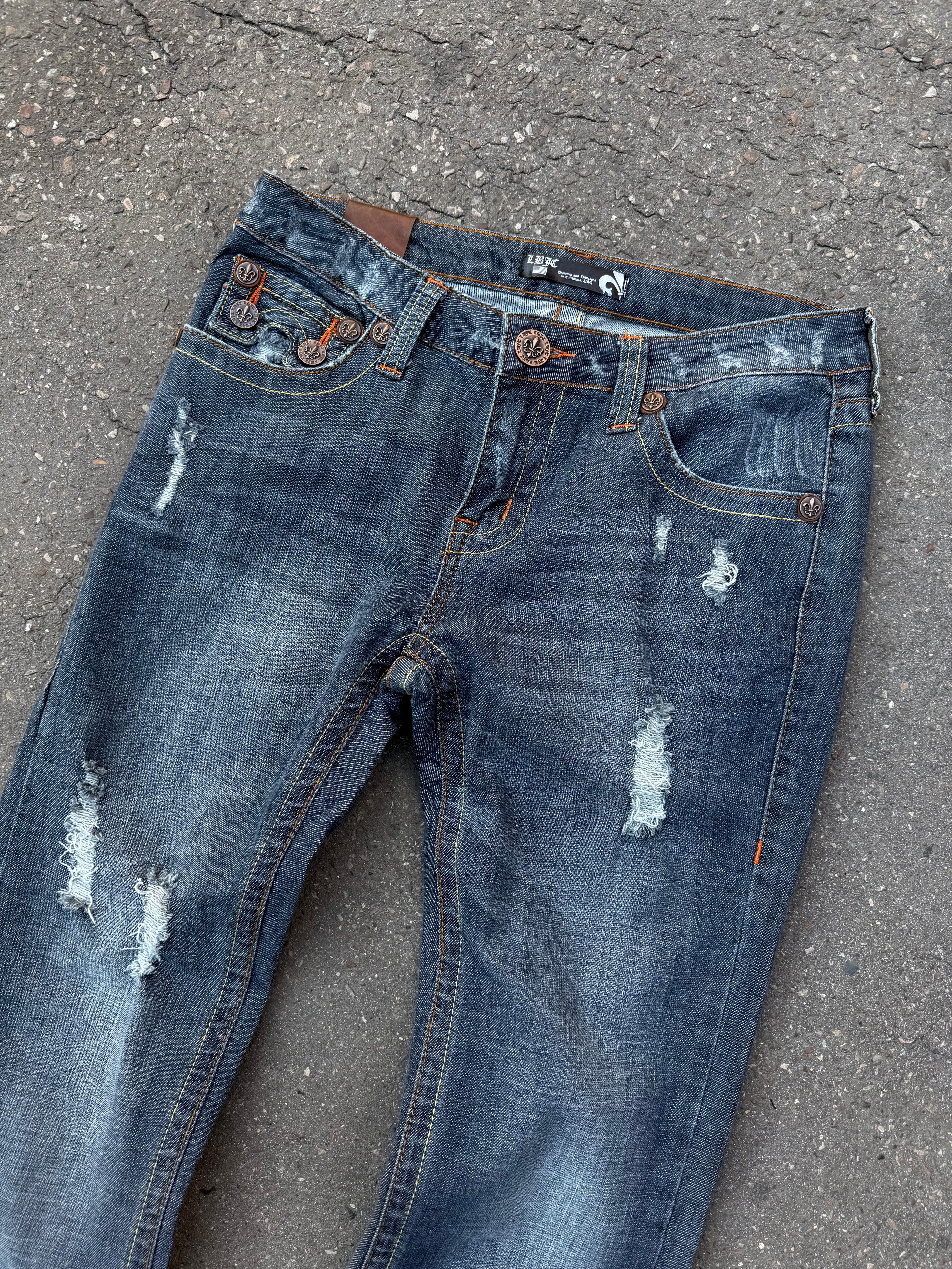 Y2K Laguna Beach „Huntington Beach“ Grey Blue Mid Waist Denim  für Damen. Y2K 2000s Fashion