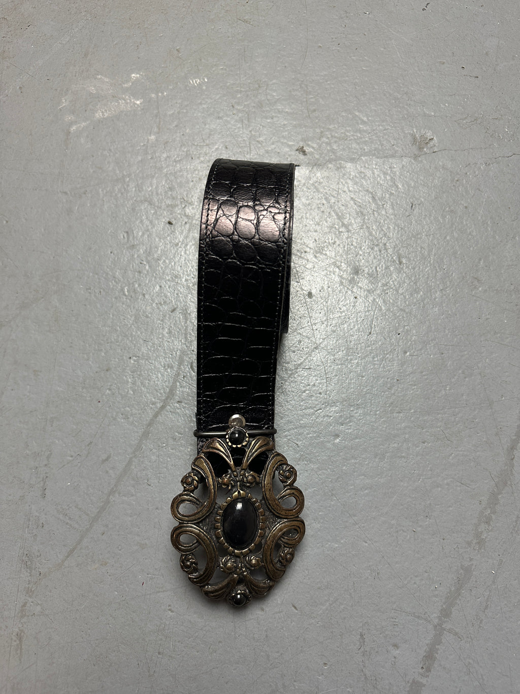 Vintage Black Croco Optic Belt