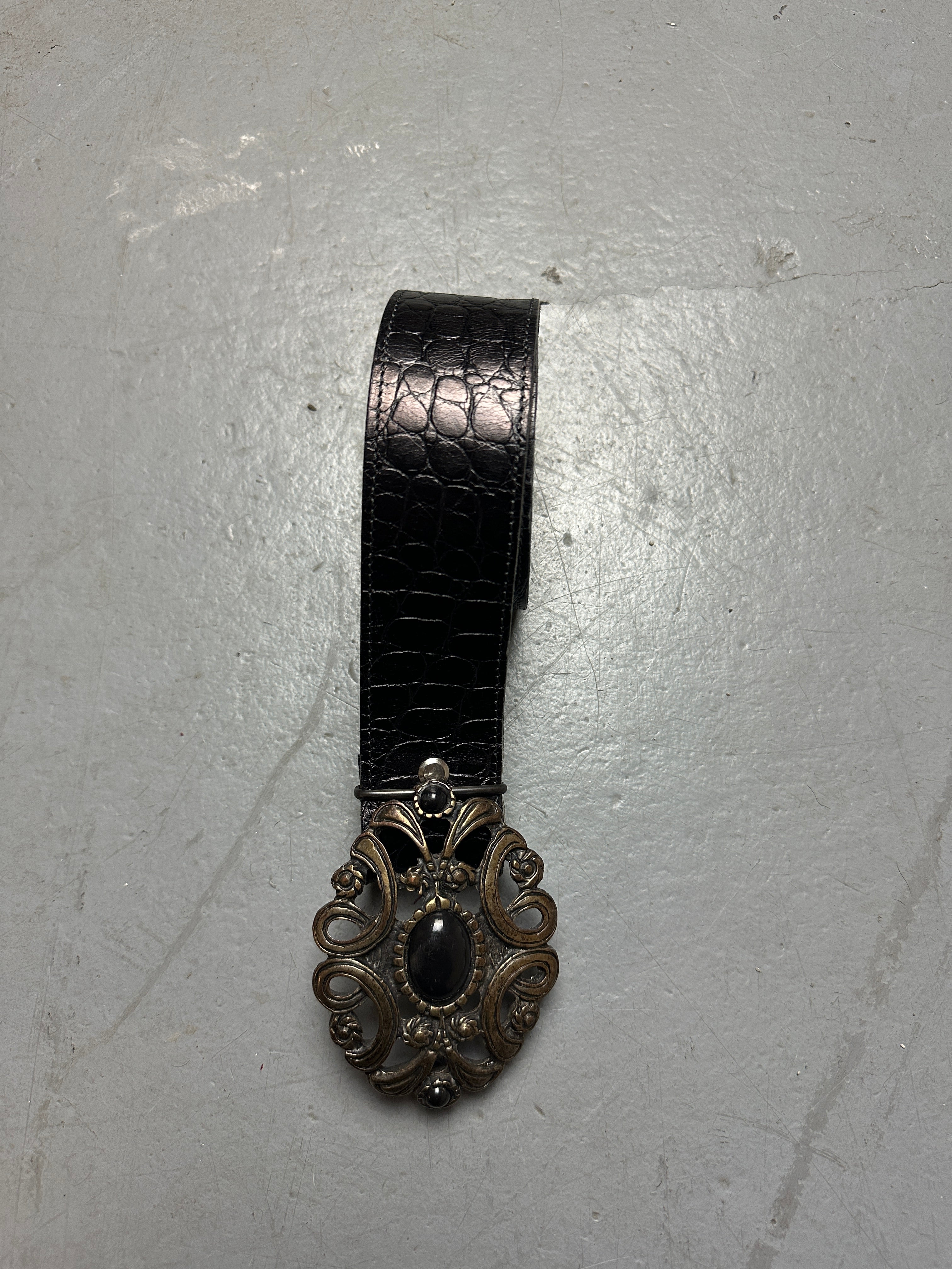 Vintage Black Croco Optic Belt