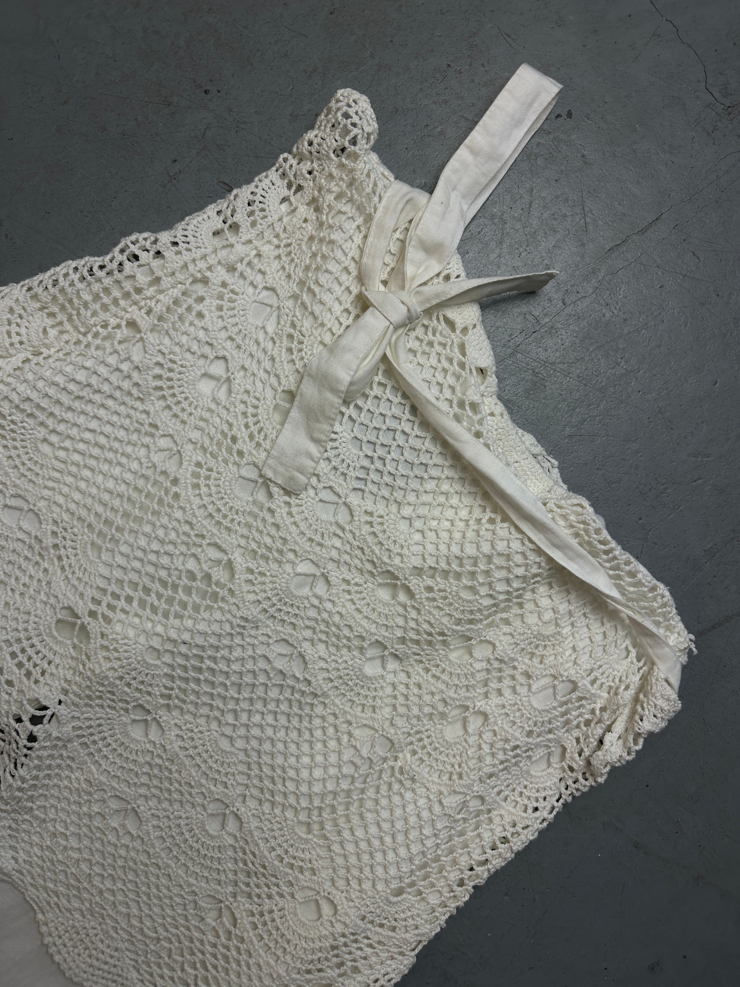 Detailliertes Produktbild von Vintage White Linen Knit Skirt Pants M von hinten