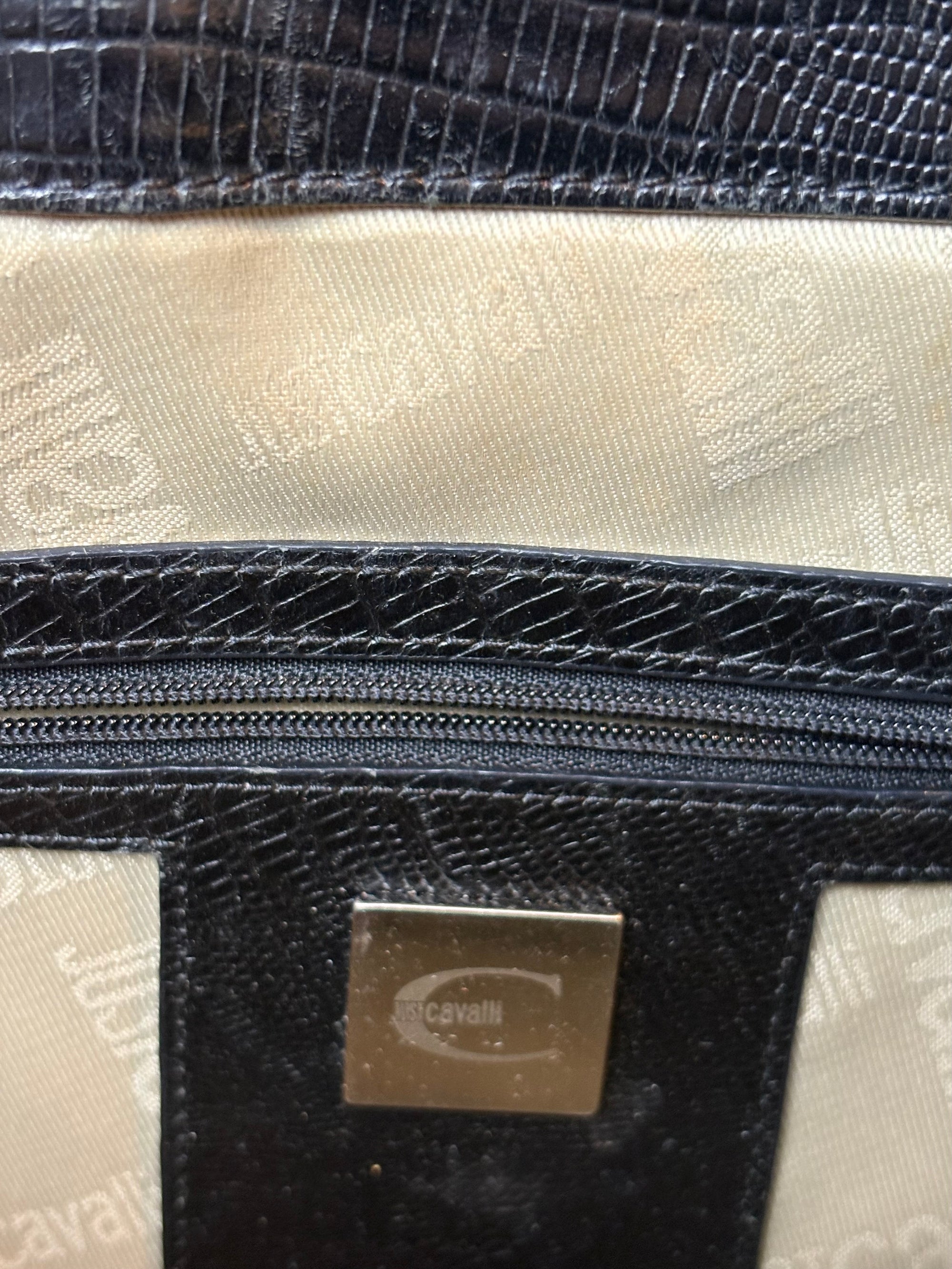 Vintage Just Cavalli Black Bag with Silver Details
