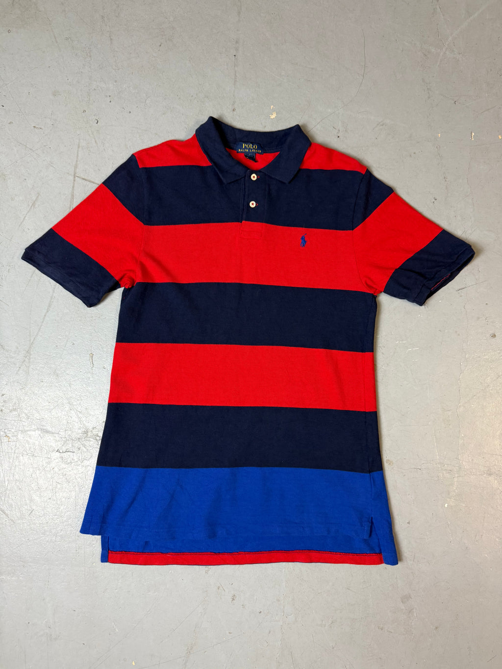 Vintage Ralph Lauren Red and Blue Striped Polo L