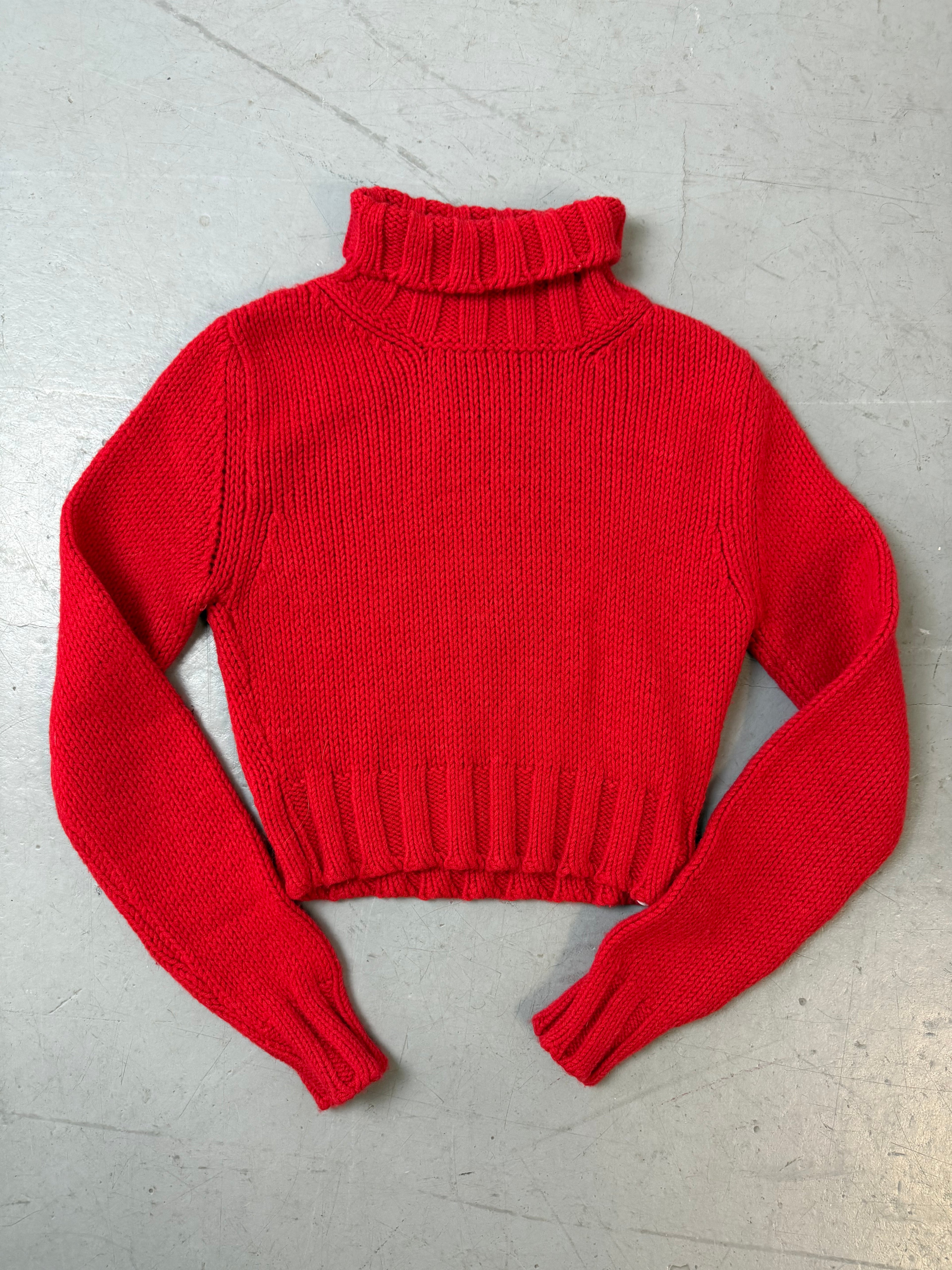 Vintage Dolce&Gabbana Red Turtleneck Knit Sweater für Damen. Y2K Second Hand 2000s Fashion