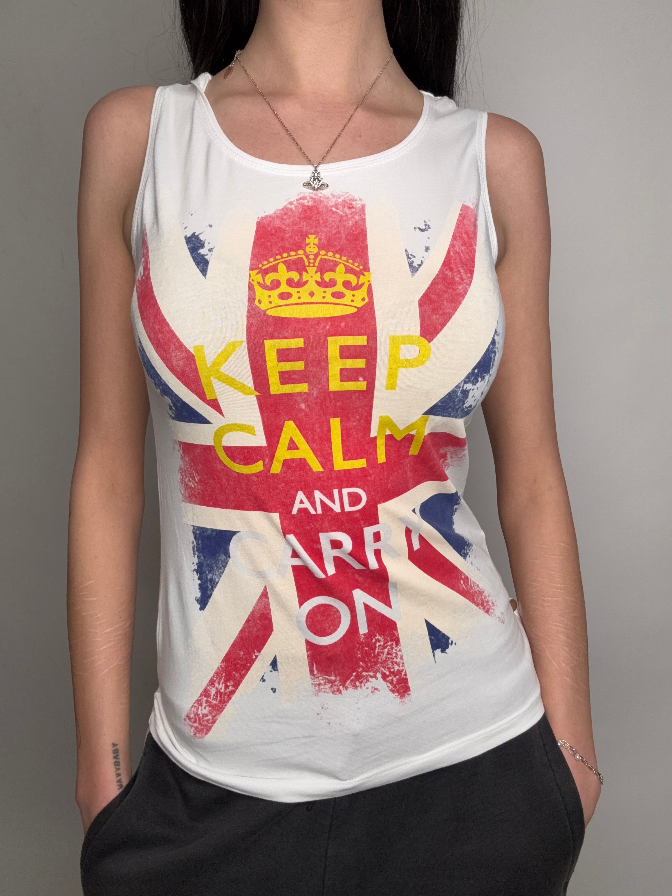 Vintage Richmond Keep Calm Tank Top with Cut Out Back M/L