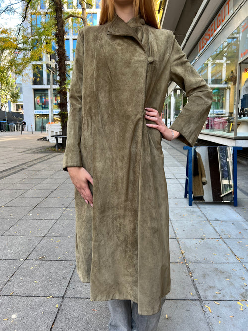 Vintage Beige Wildleder Mantel (L)