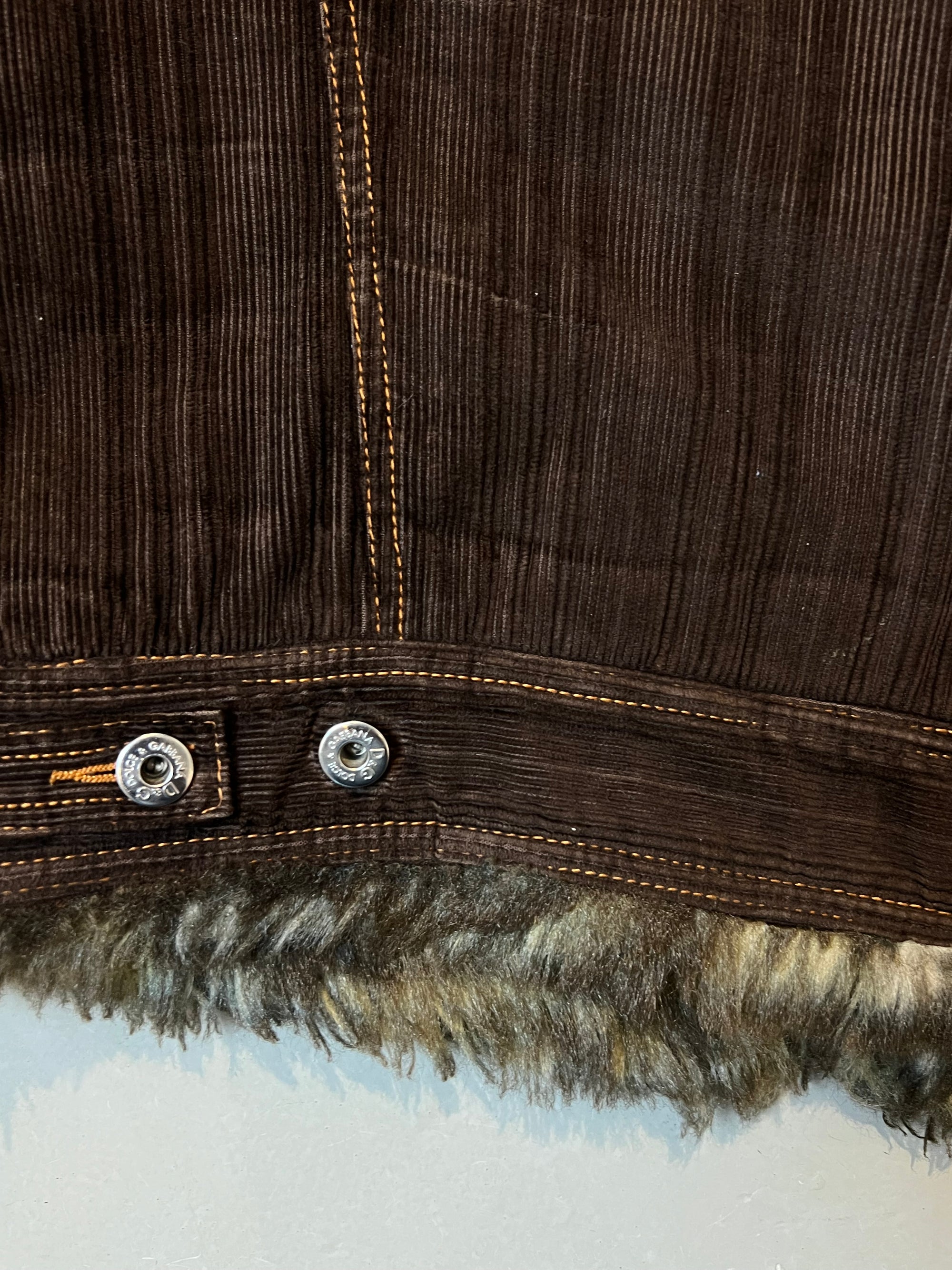 Vintage Dolce&Gabbana FW2001 Fur Cord Jacket L/XL