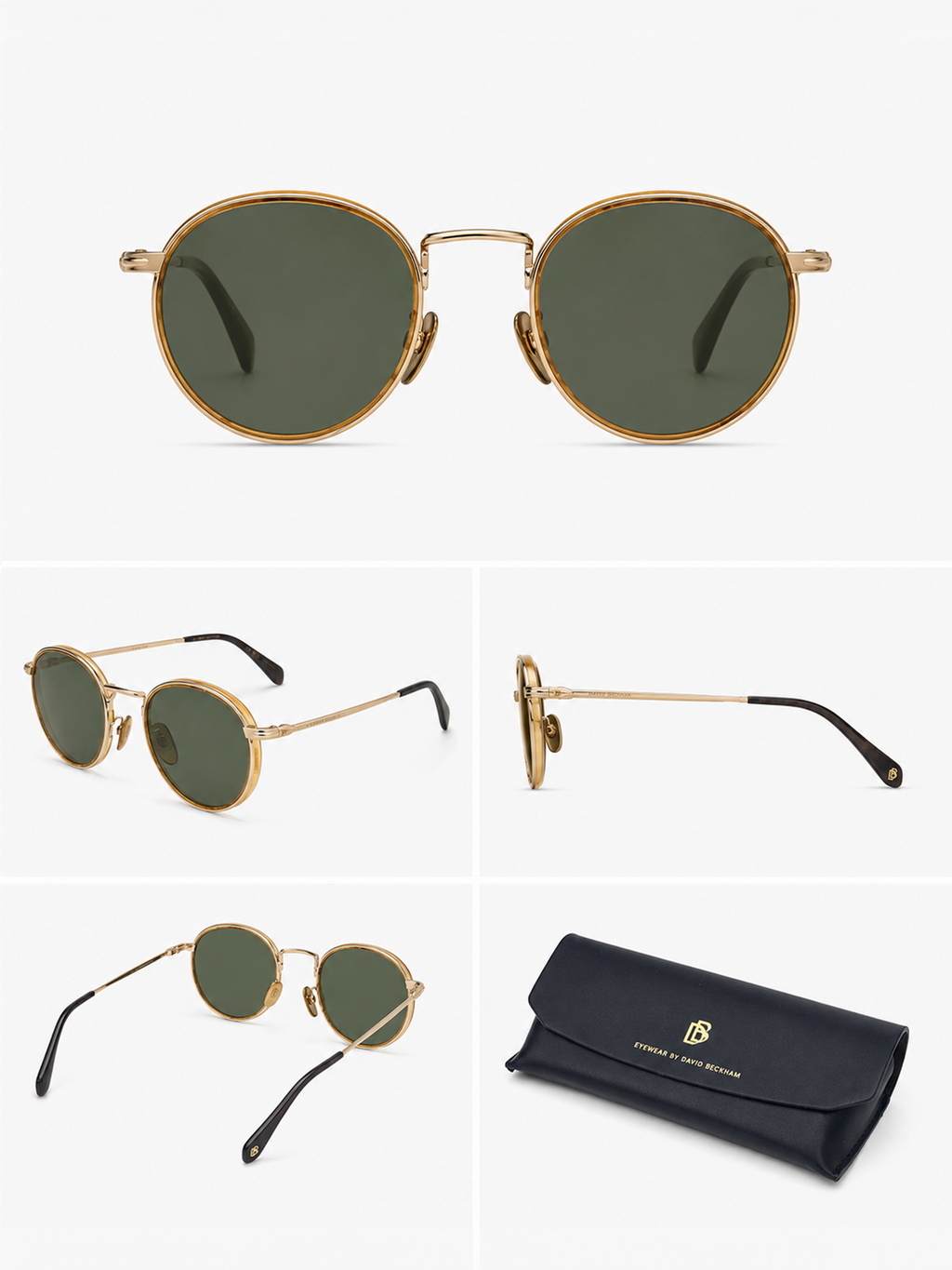 David Beckham Gold and Green Sunglasses