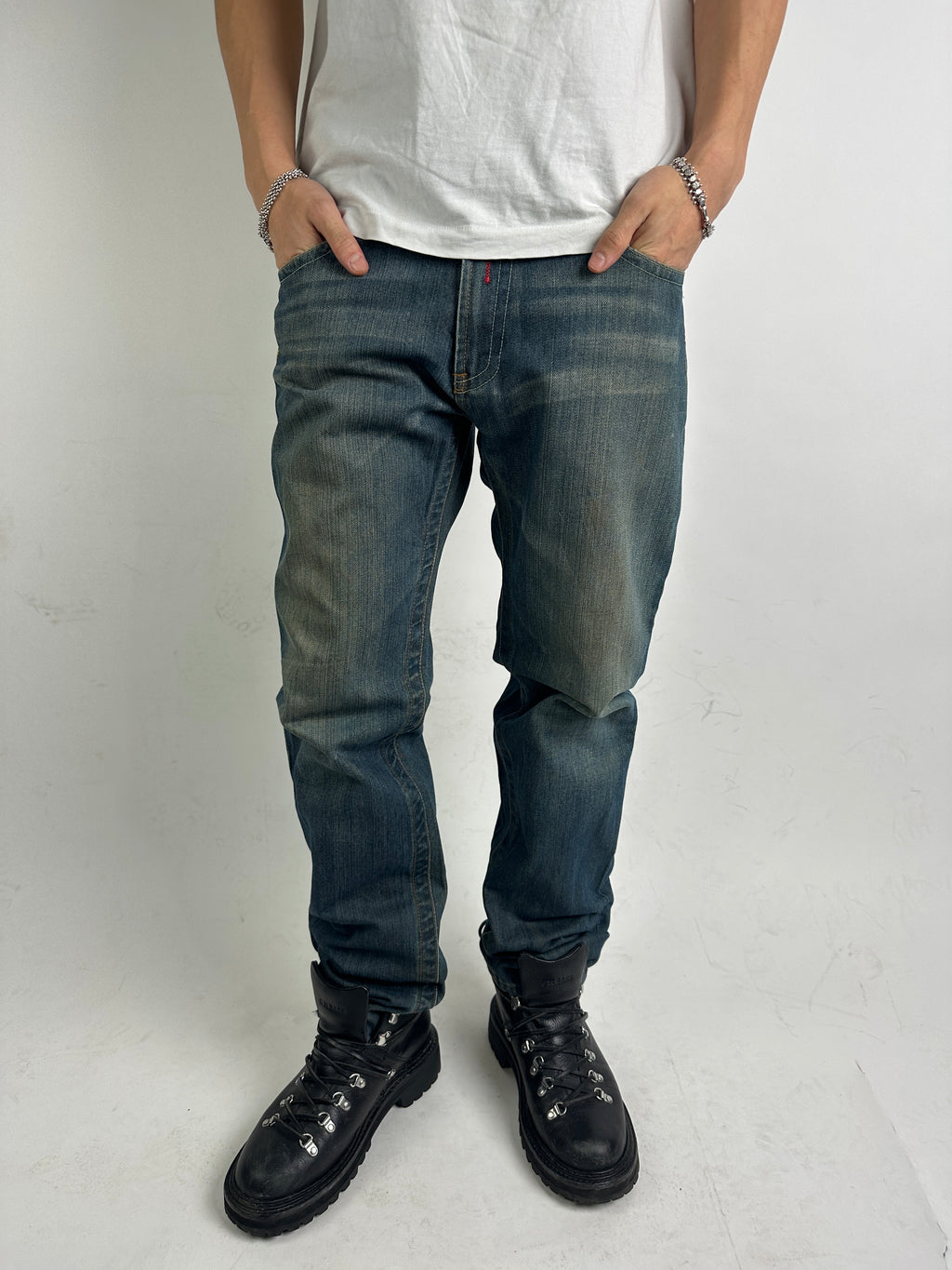 Vintage Replay Yellow Stitched Baggy Denim S/M