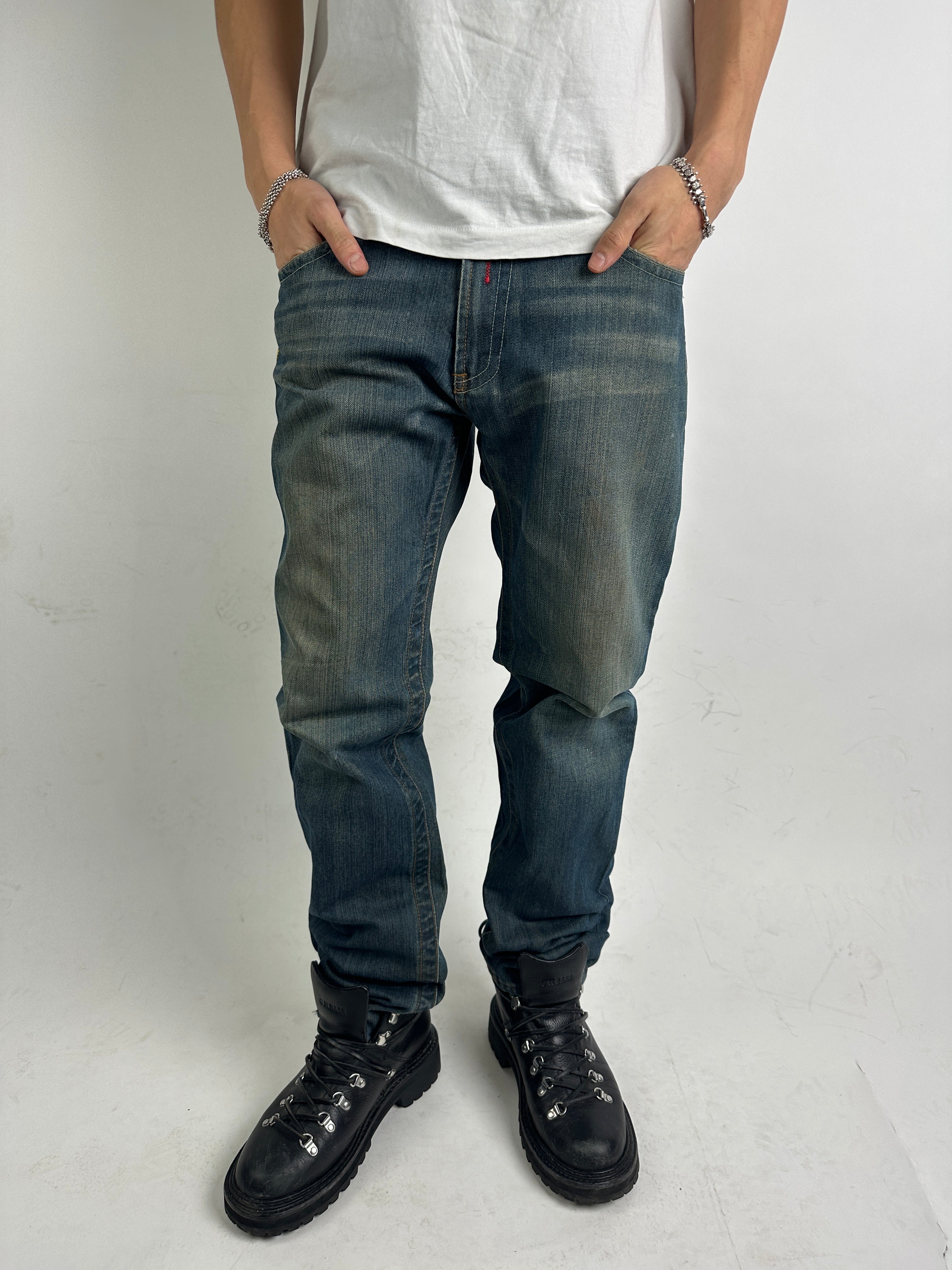 Vintage Replay Yellow Stitched Baggy Denim S/M