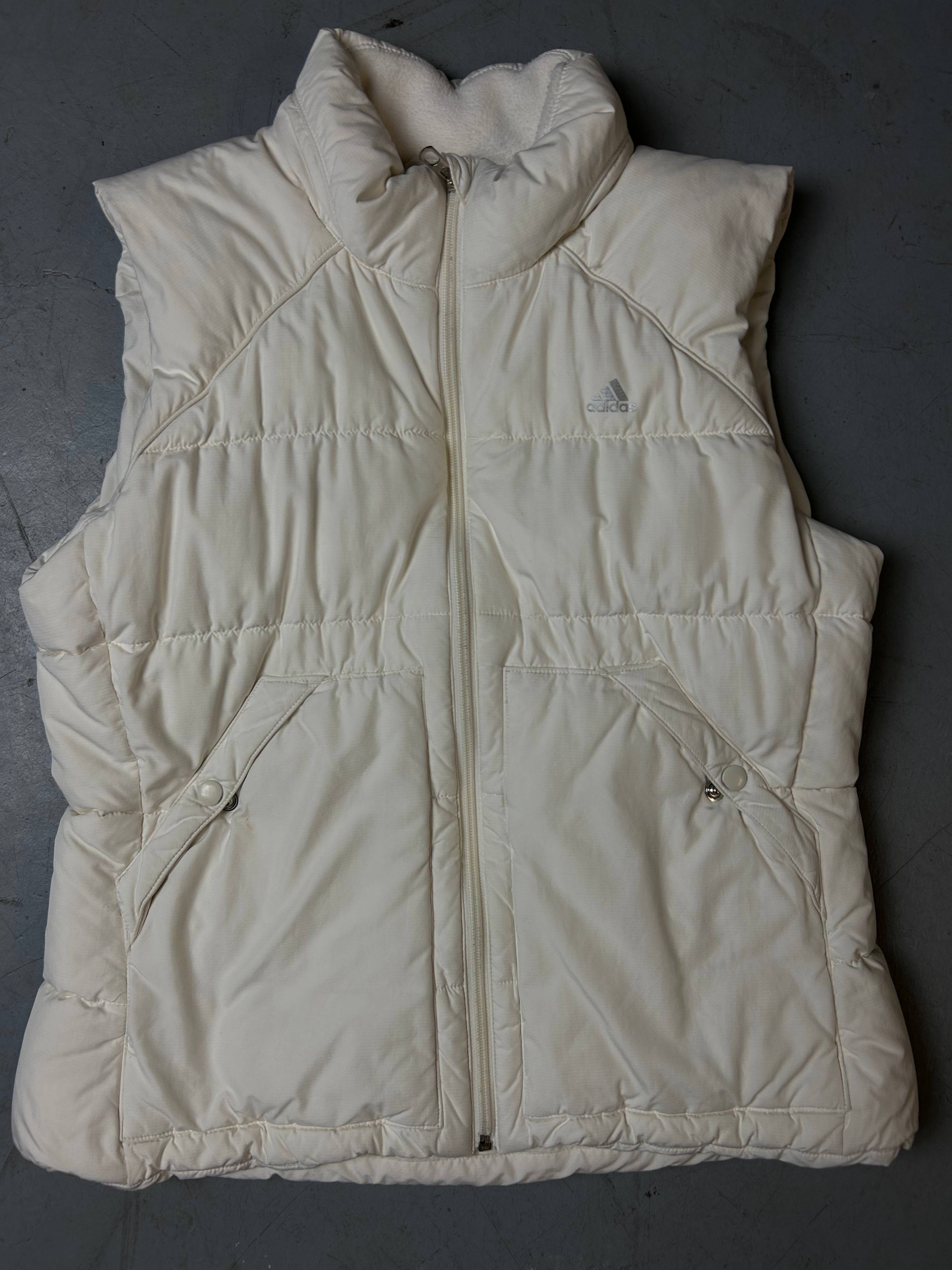 Produktbild von Vintage Adidas White Puffer Vest M von vorne