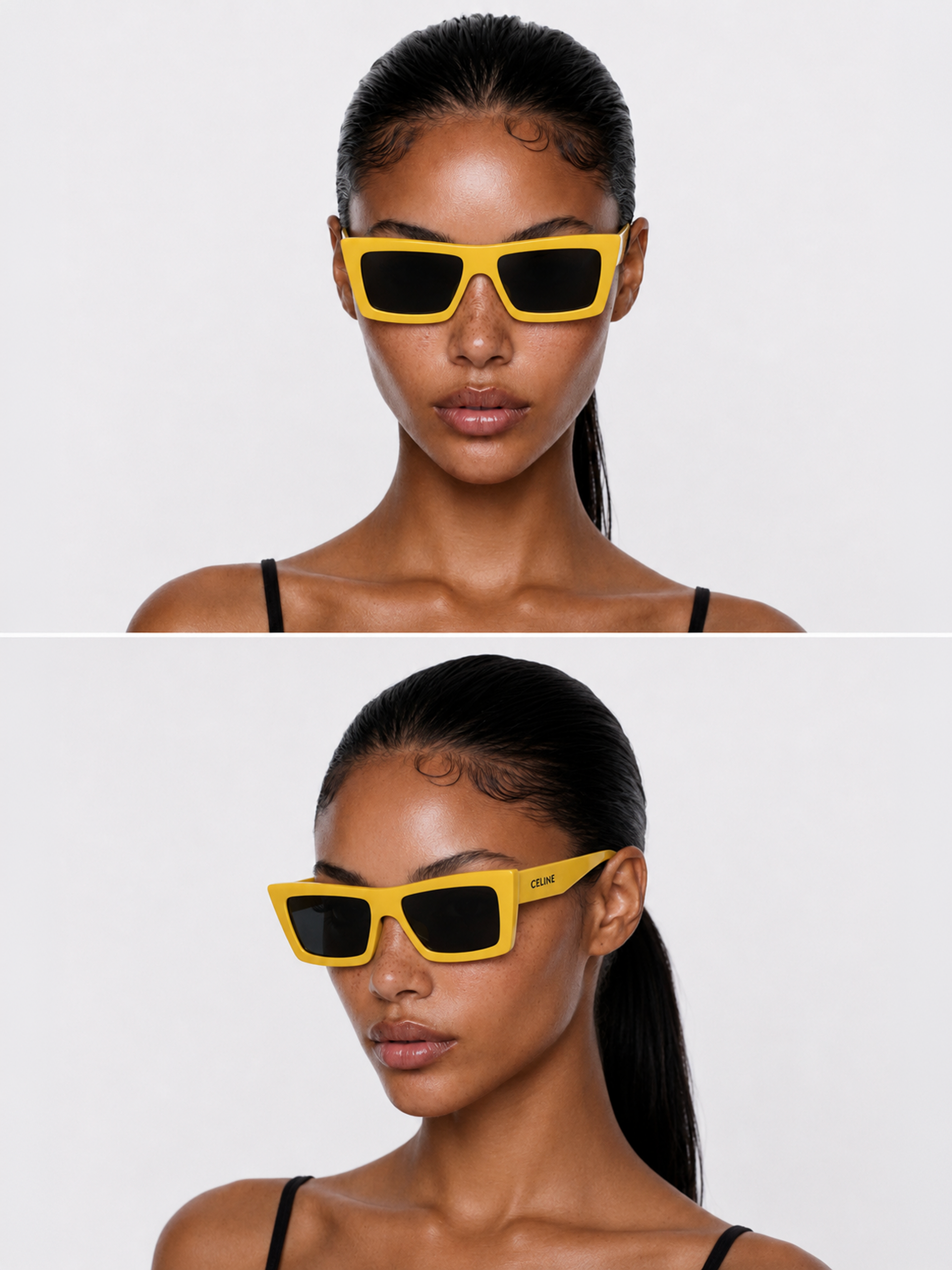 Celine Yellow Rectangle Sunglasses