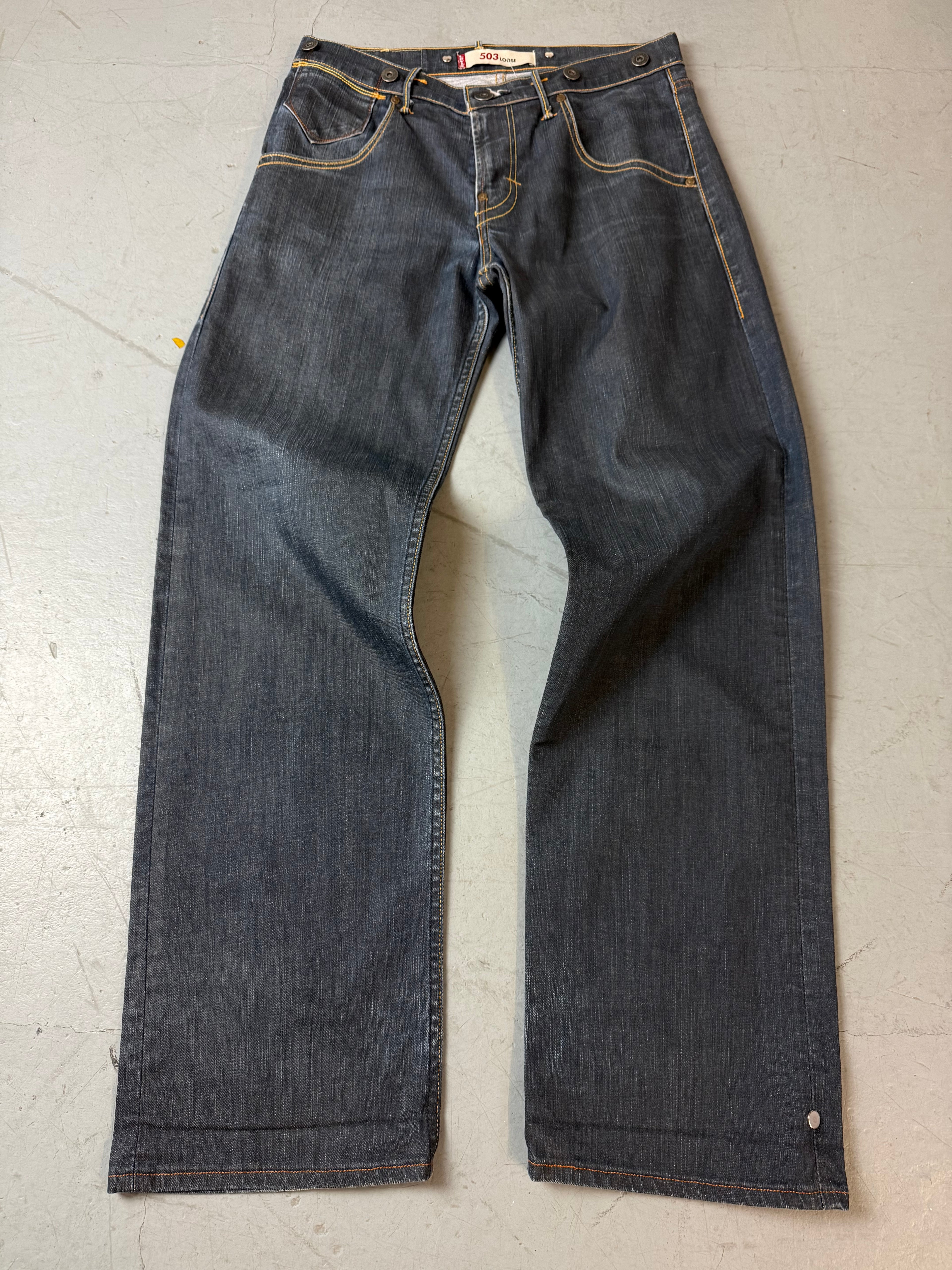 Vintage Levis 503 Loose Straight Leg Denim für Herren. Y2K Second Hand 2000s Fashion