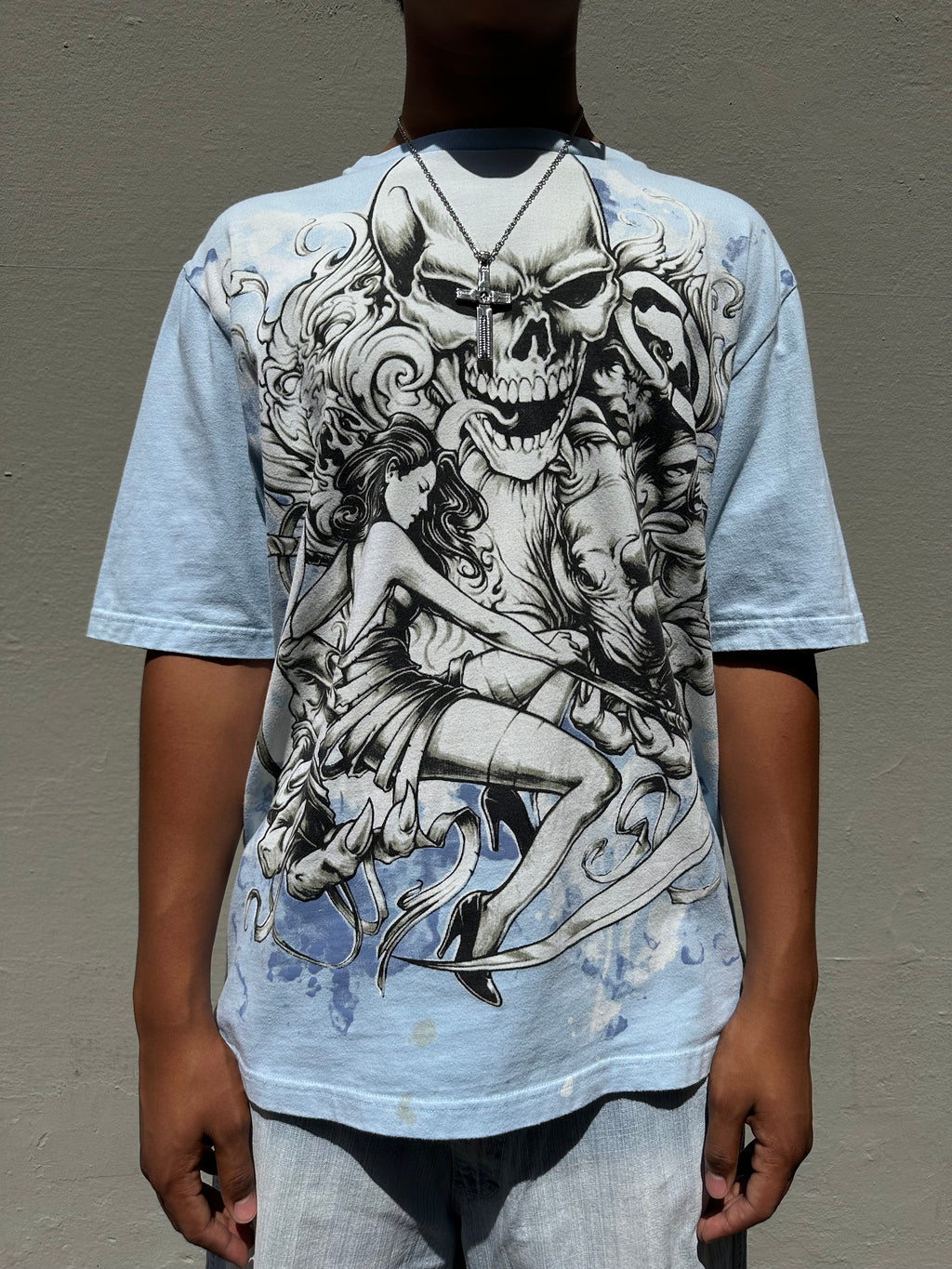 Vintage Baby Blue Graphic Tee L/XL