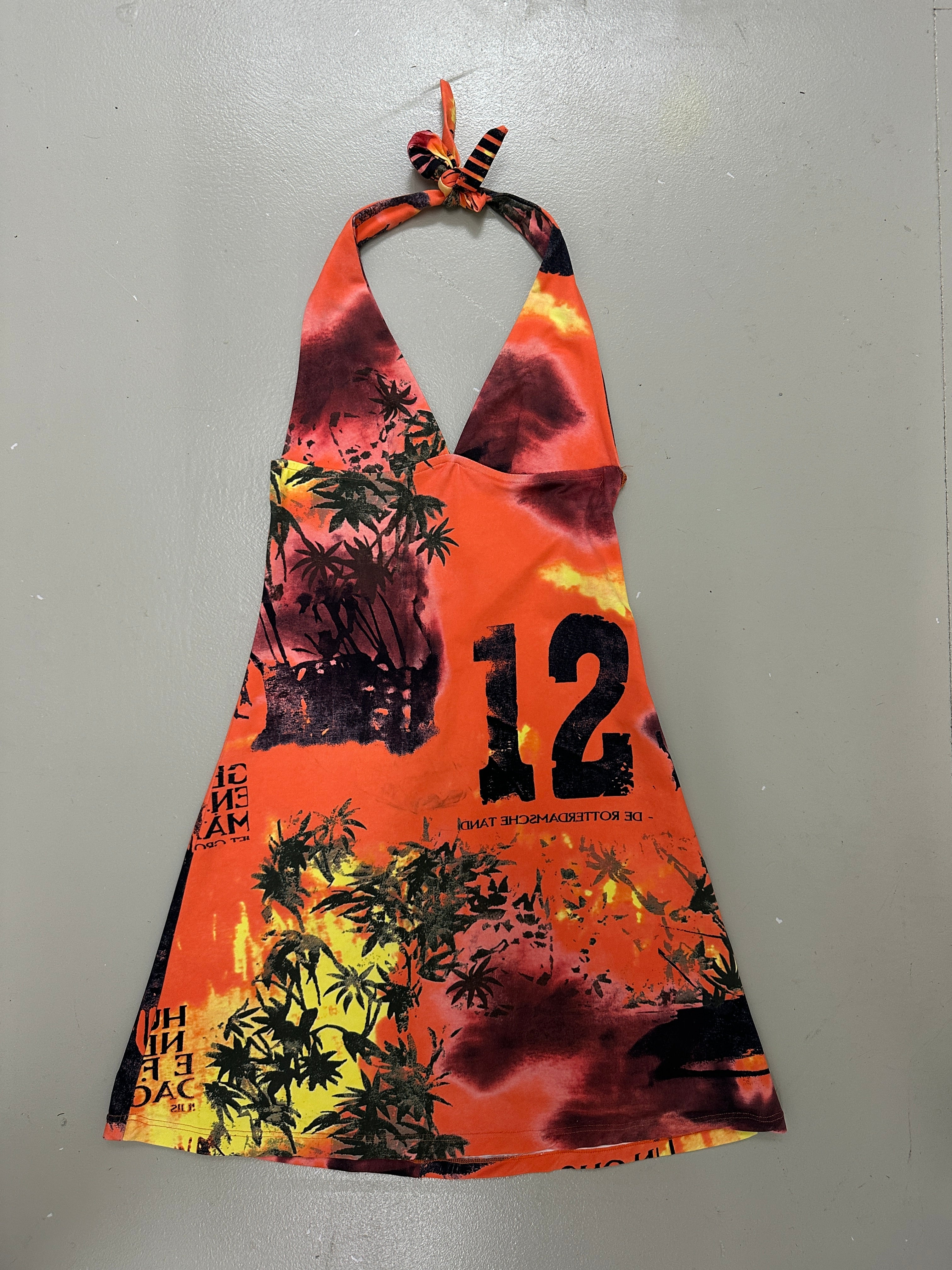 Vintage Orange Beach Printed Dress
für Frauen. Y2K Second Hand 2000s Fashion 