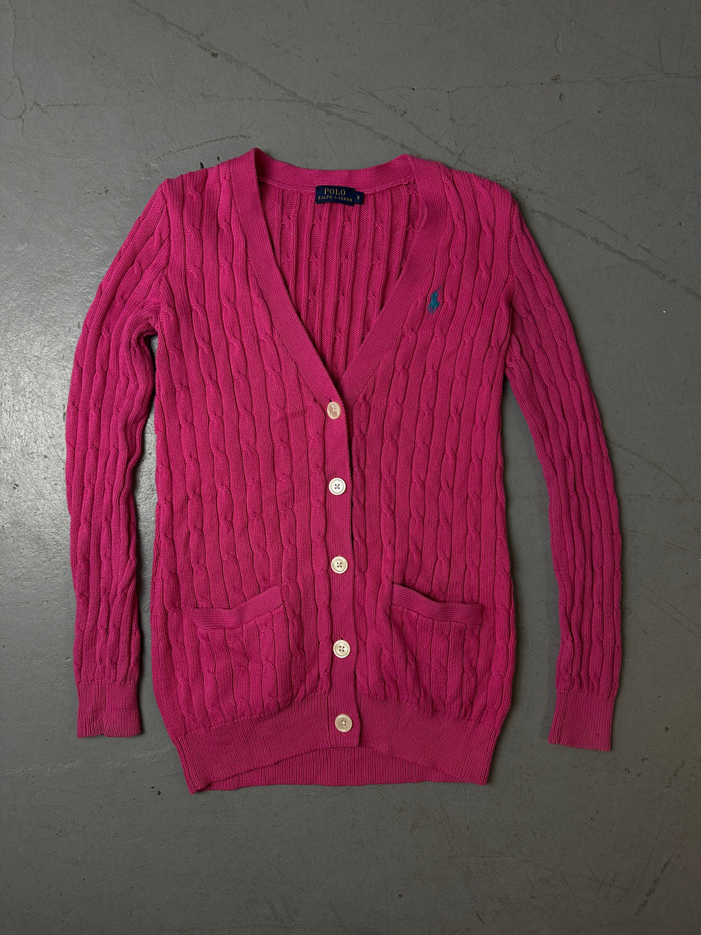 Produktbild von Vintage Pink Polo Ralph Lauren Cardigan S von vorne
