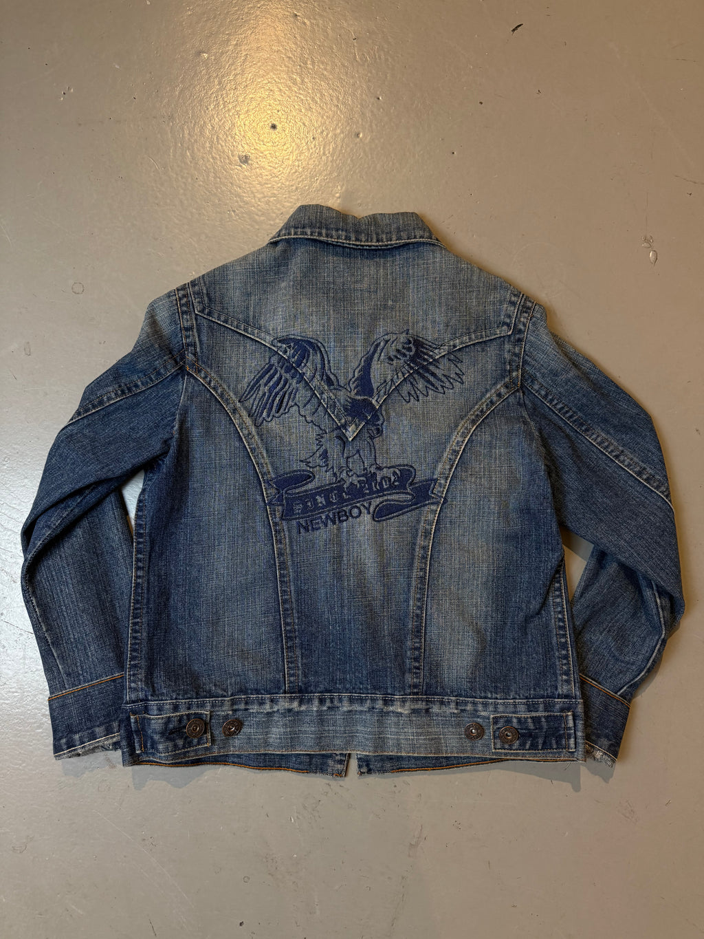 Vintage New Boy Denim Jacket with Back Print M