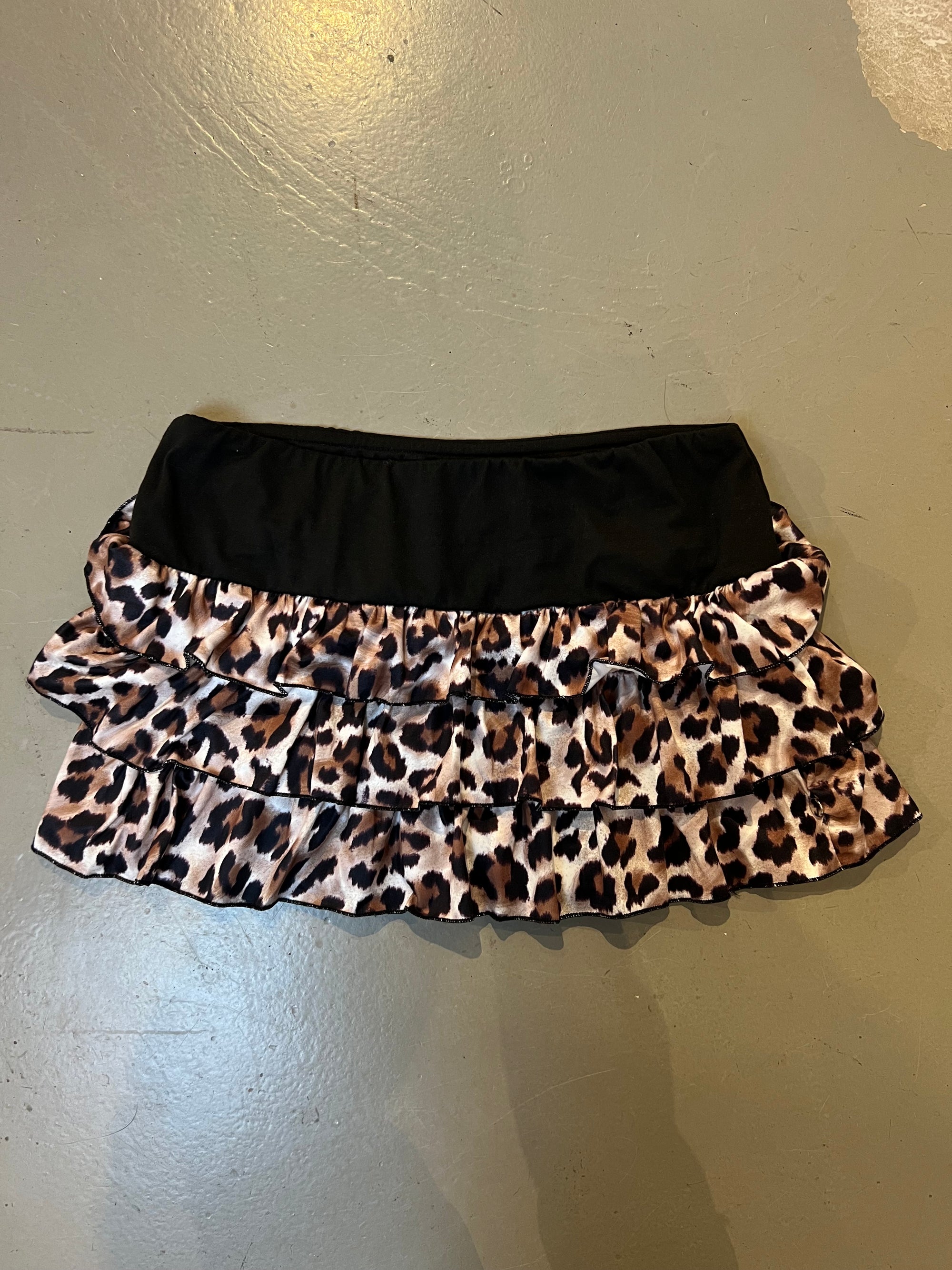 Vintage Layered Leo Print Mini Skirt XS