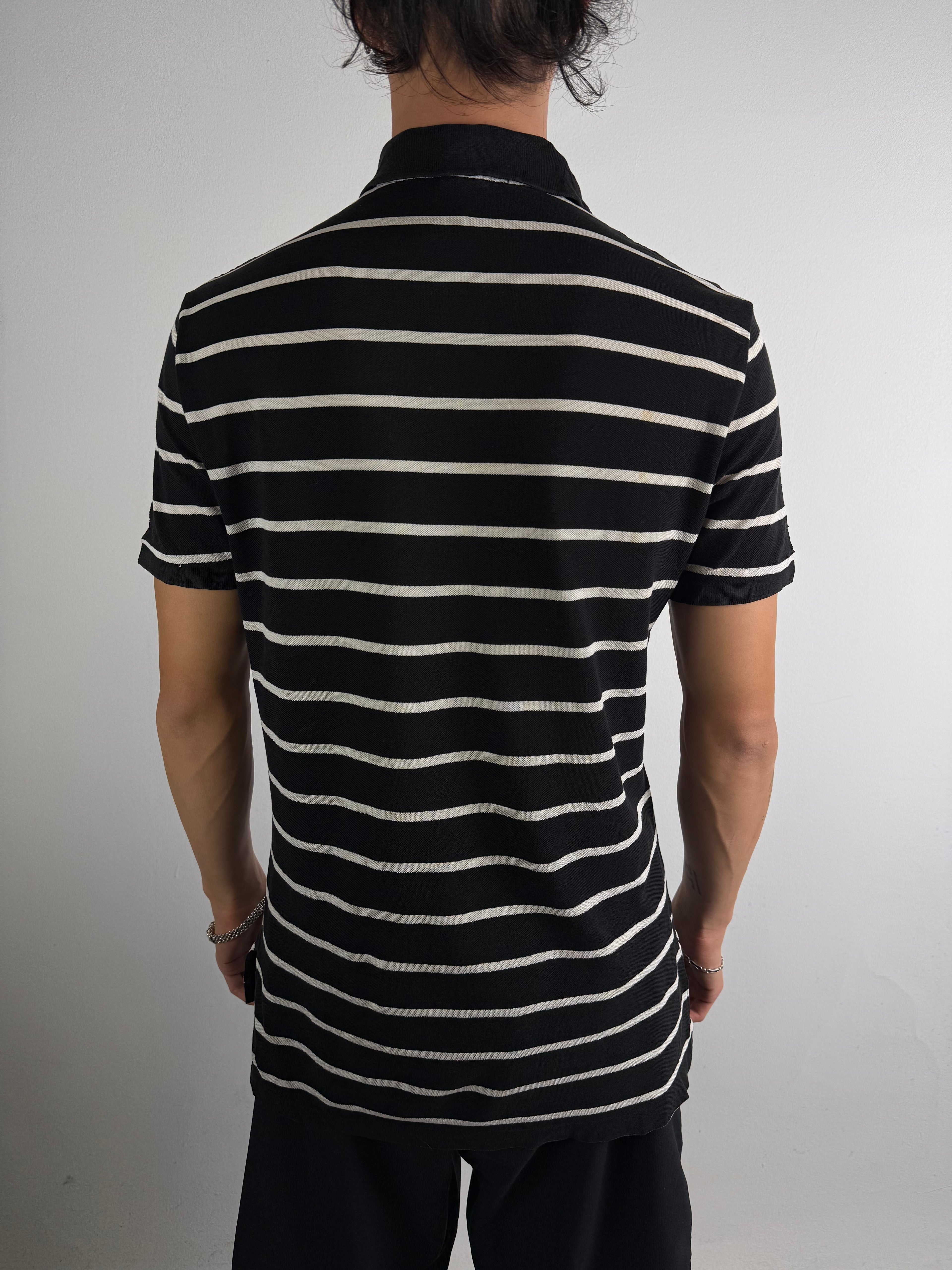 Tragebild von Vintage Polo Ralph Lauren Black Striped Polo Shirt M von hinten