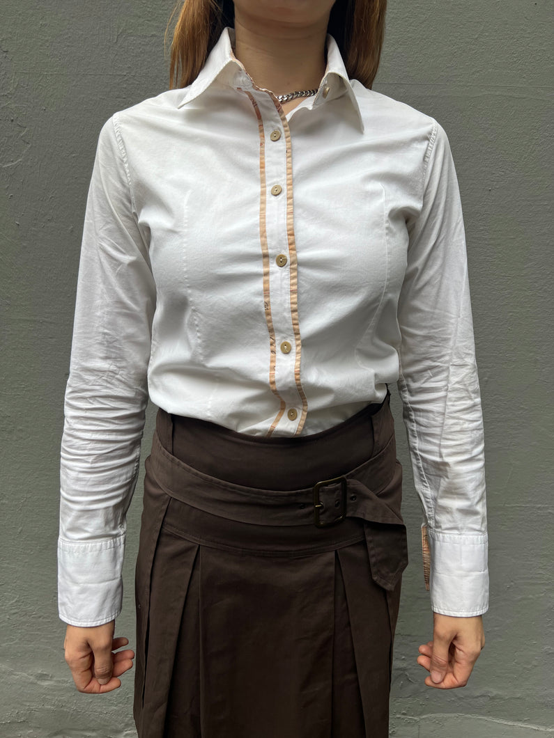 Vintage Alviero Martini White Button-Up Shirt M/L