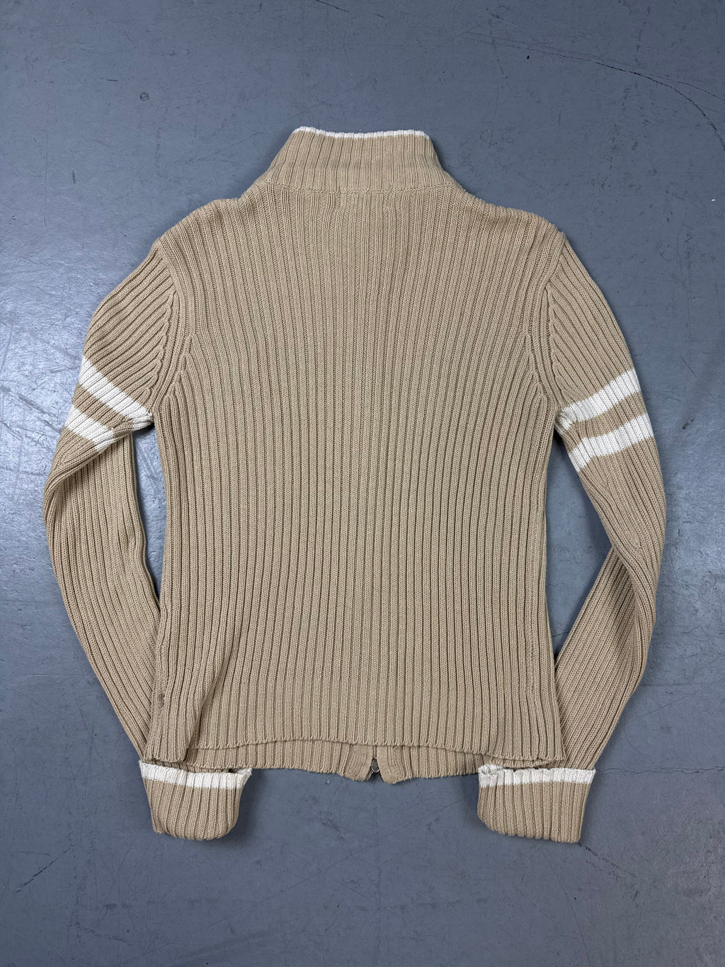 Vintage beige knit zipper Y2K 