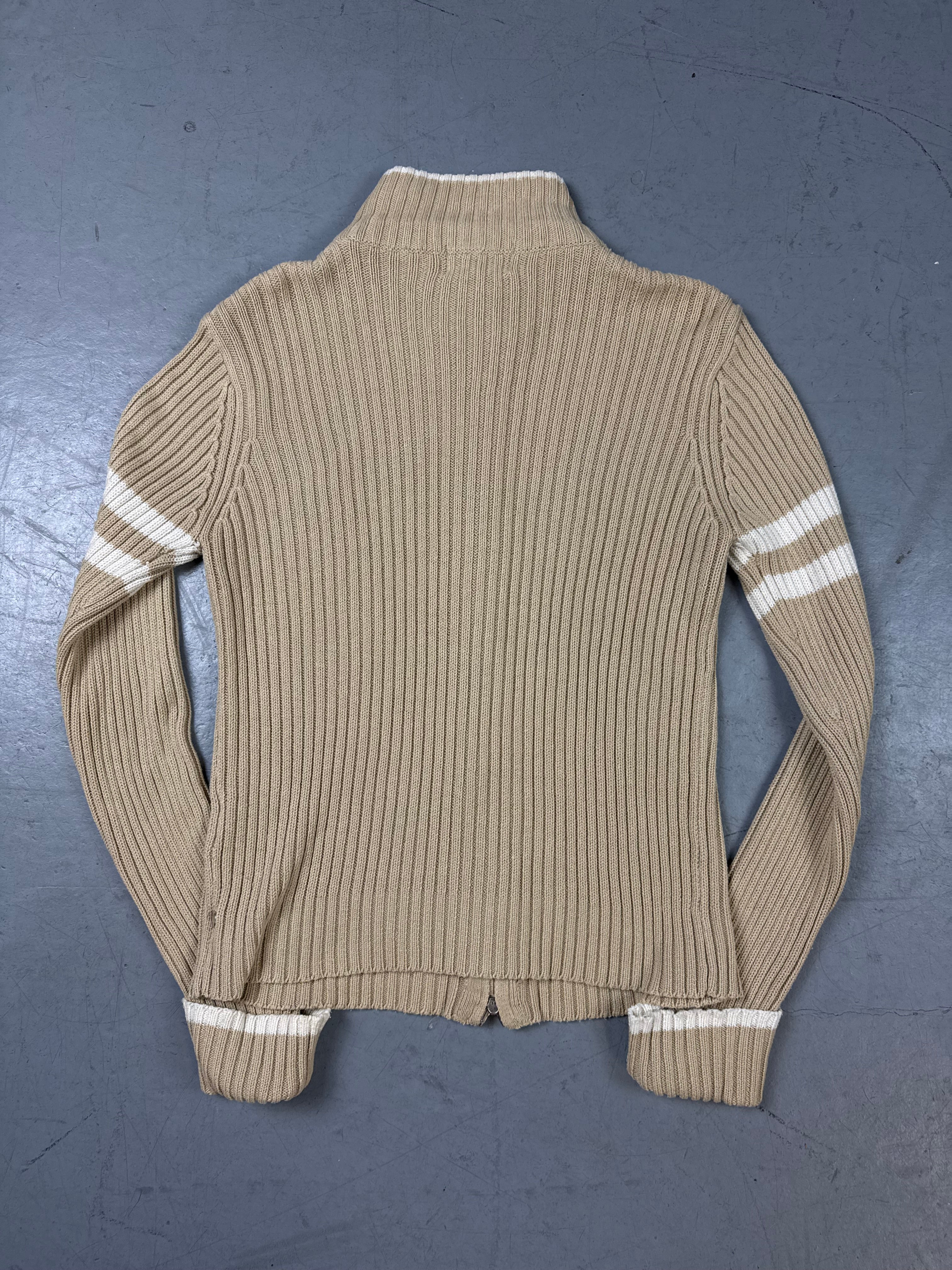 Vintage beige knit zipper Y2K 
