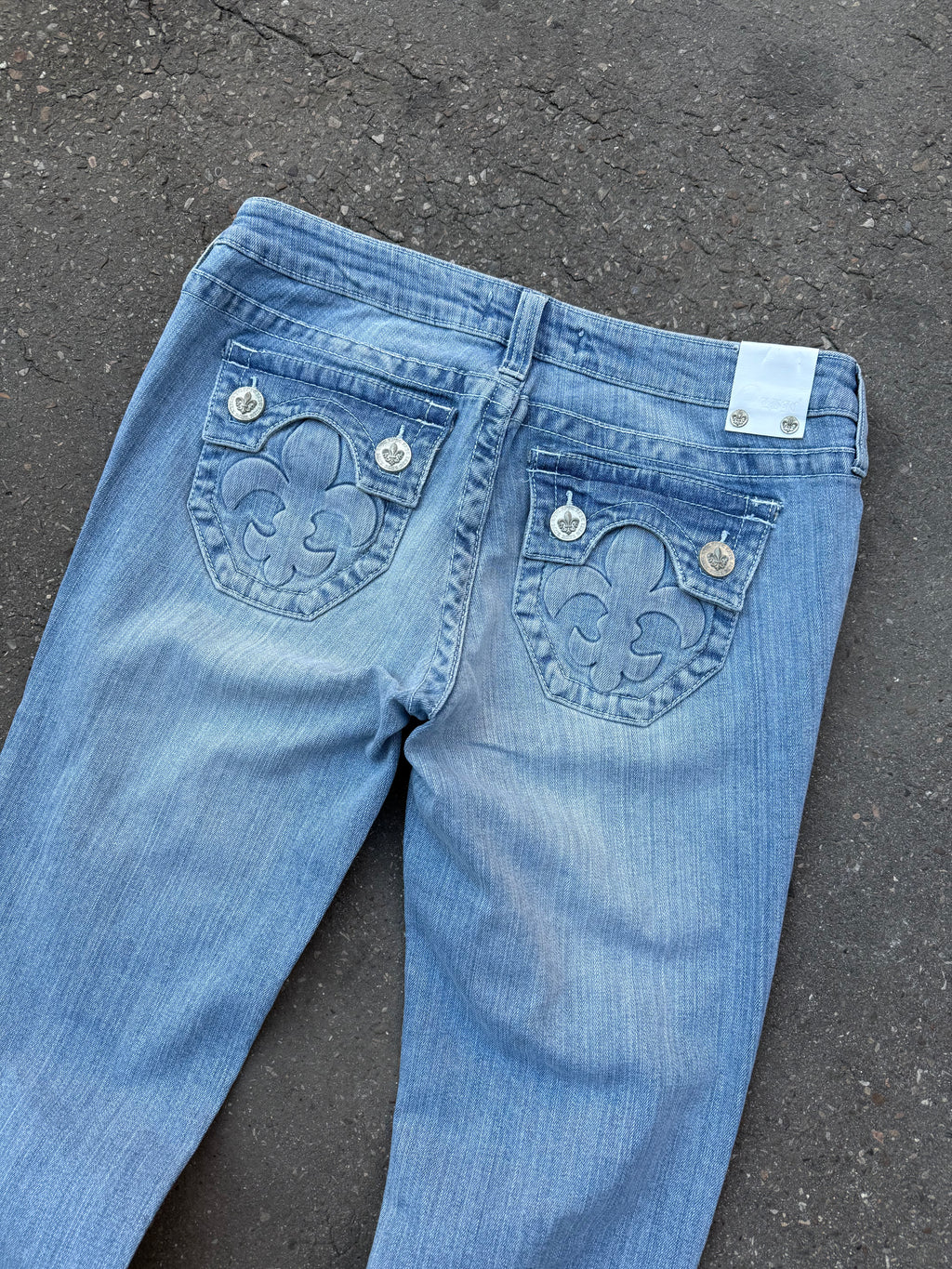 Y2K Laguna Beach „Hermosa Beach“ Light Blue Mid Waist Denim für Damen. Y2K 2000s Fashion
