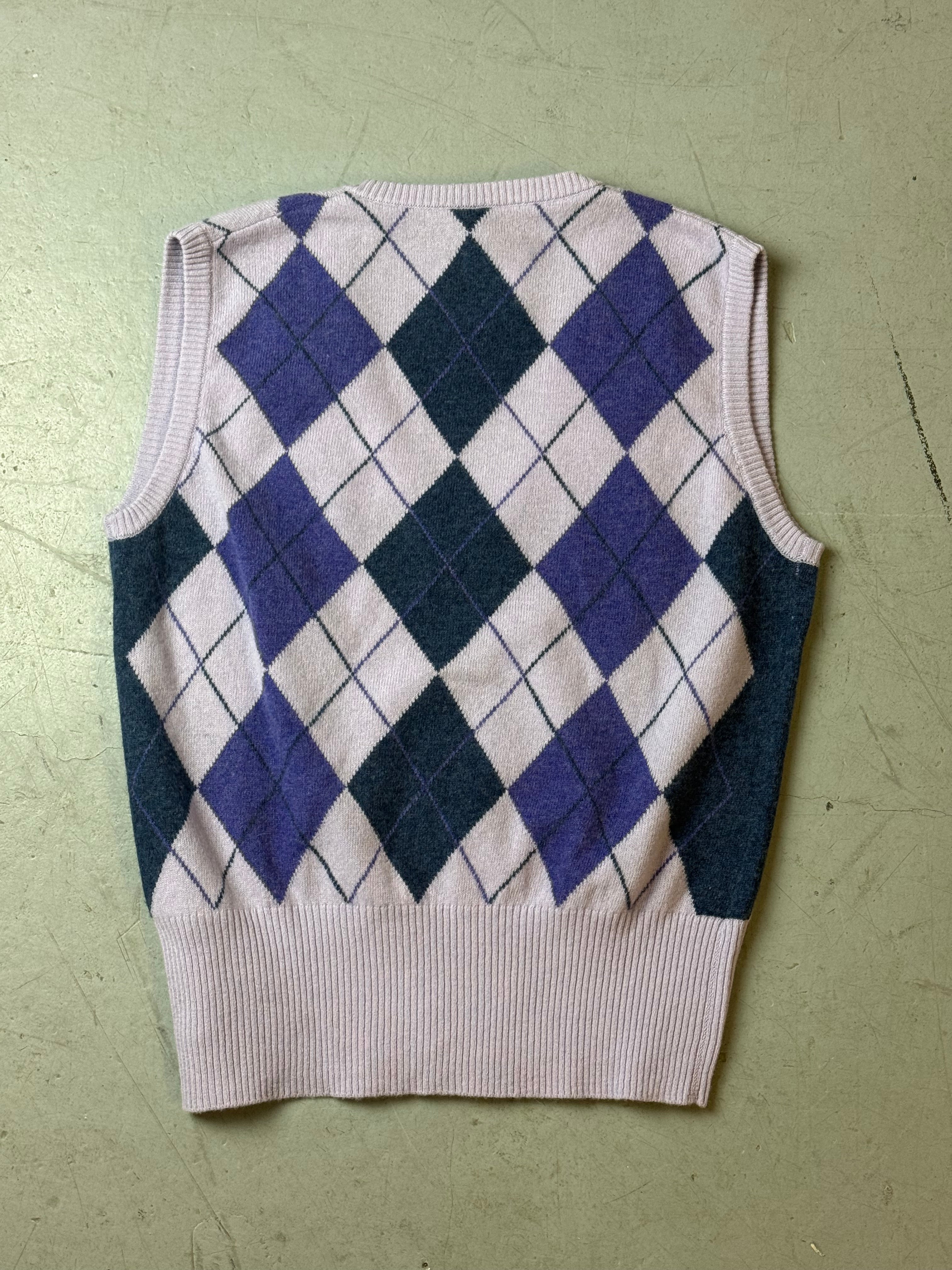 Vintage Purple Knitted Wool Sleeveless Sweater für Damen. Y2K Second Hand 2000s Fashion