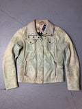 Vintage Gipsy Mint Green Leather Jacket Whit nice details for girls. Y2K Second Hand 2000s Fashion 