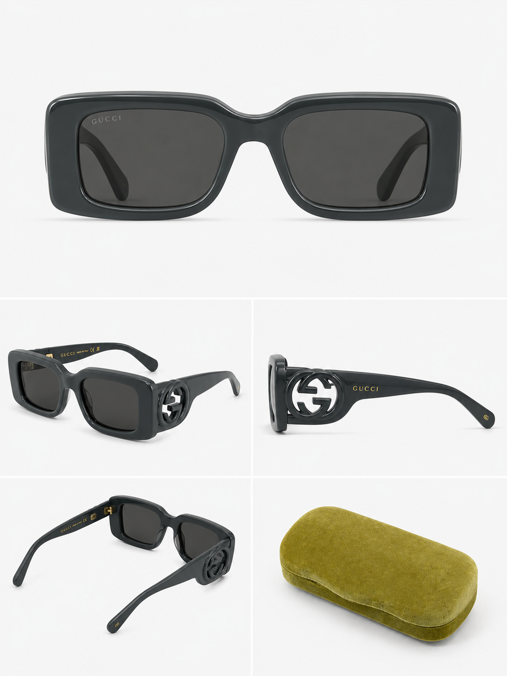 Gucci Grey Rectangle Sunglasses