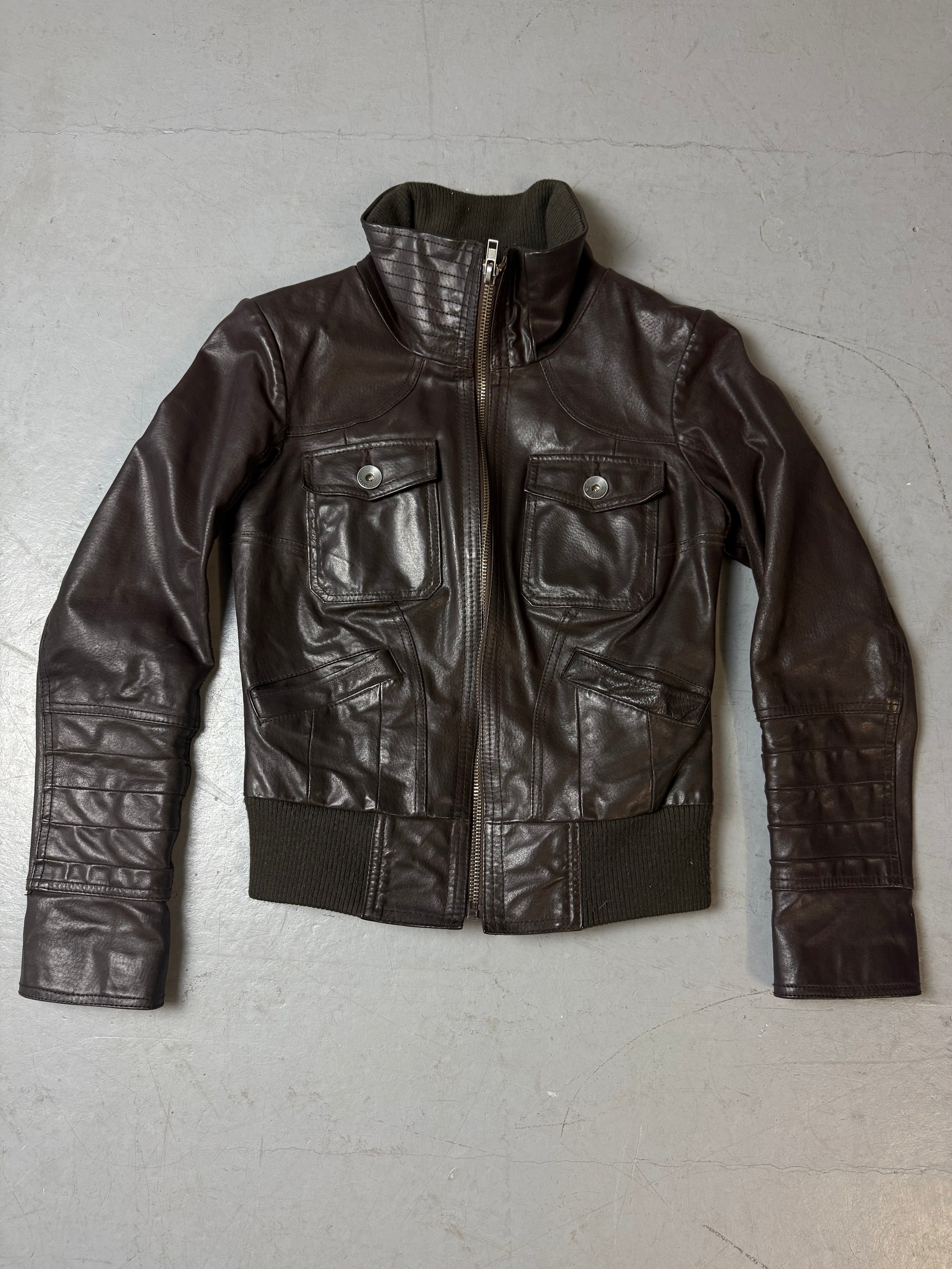 Vintage Only Dark Brown Leather Jacket M