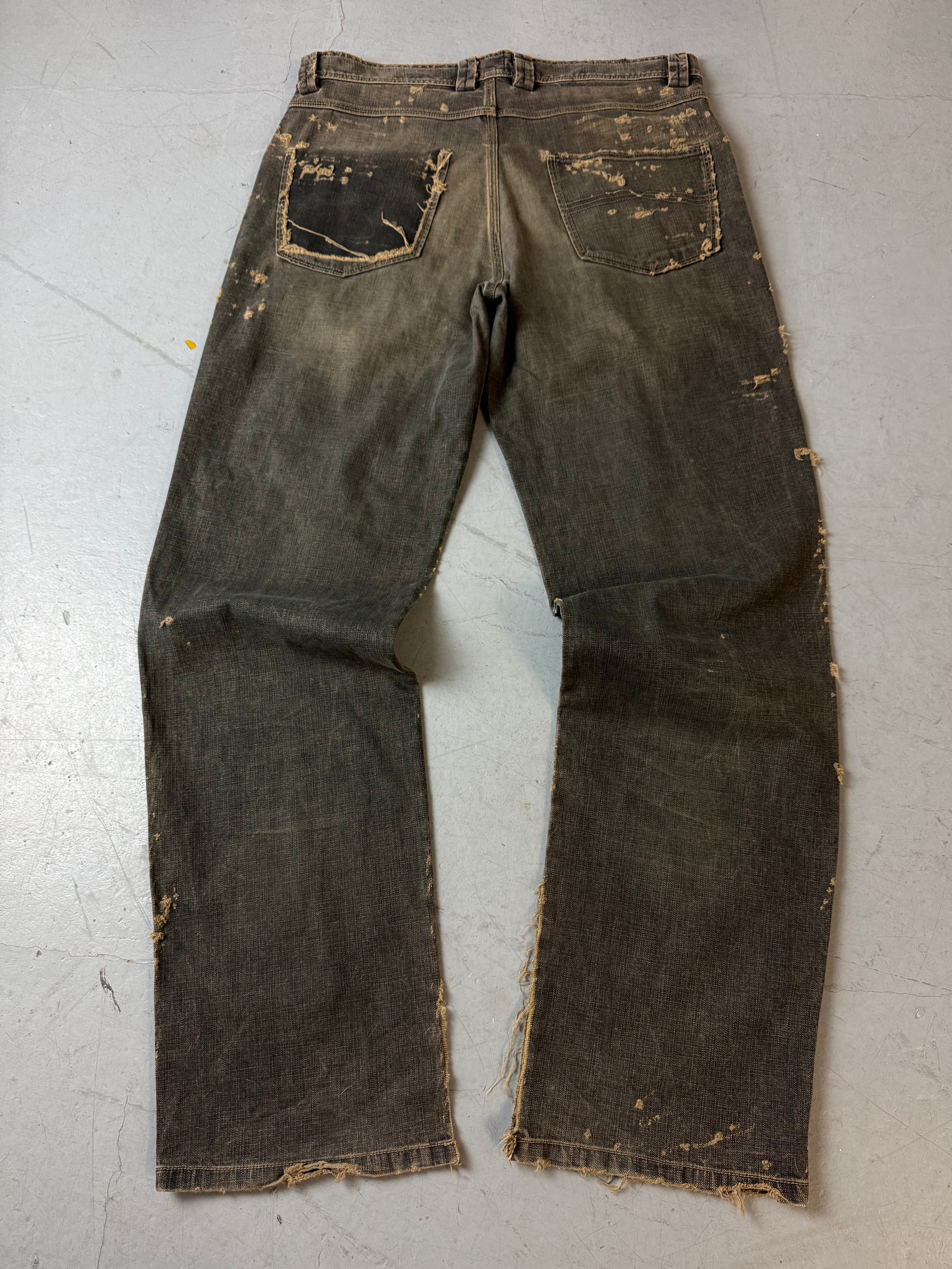 Vintage Engbers Grey Washed Ripped Jeans für Herren. Y2K Second Hand 2000s Fashion