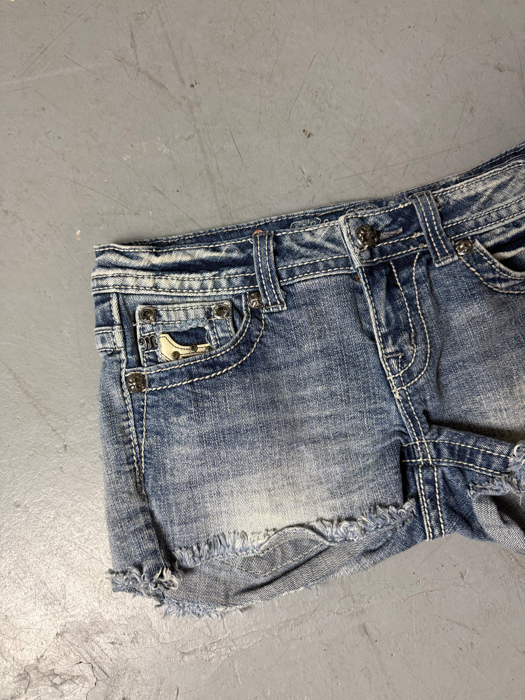 Vintage Miss Me Y2K Hot Pants with Rhinestone Backprint S