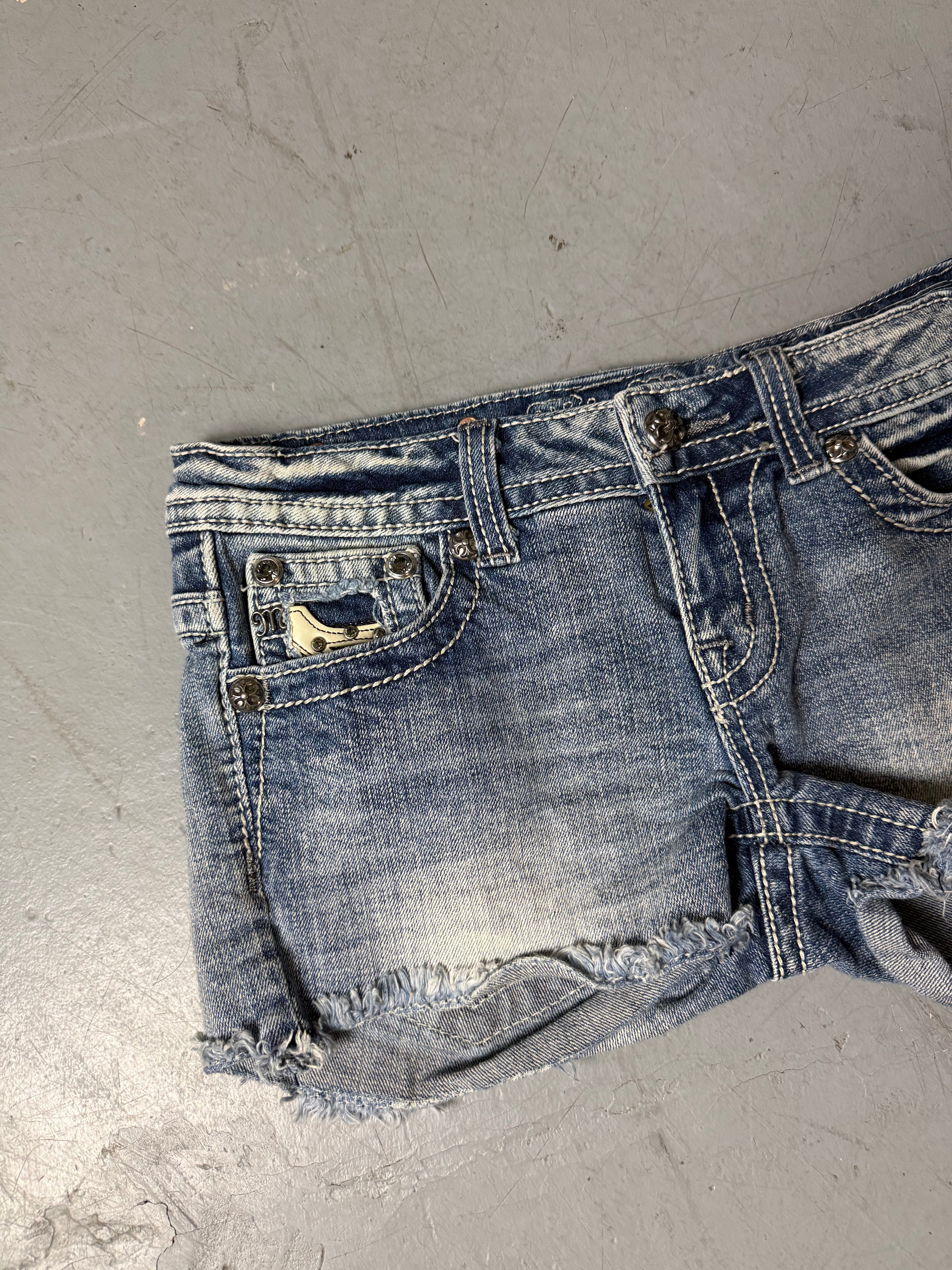 Vintage Miss Me Y2K Hot Pants with Rhinestone Backprint S