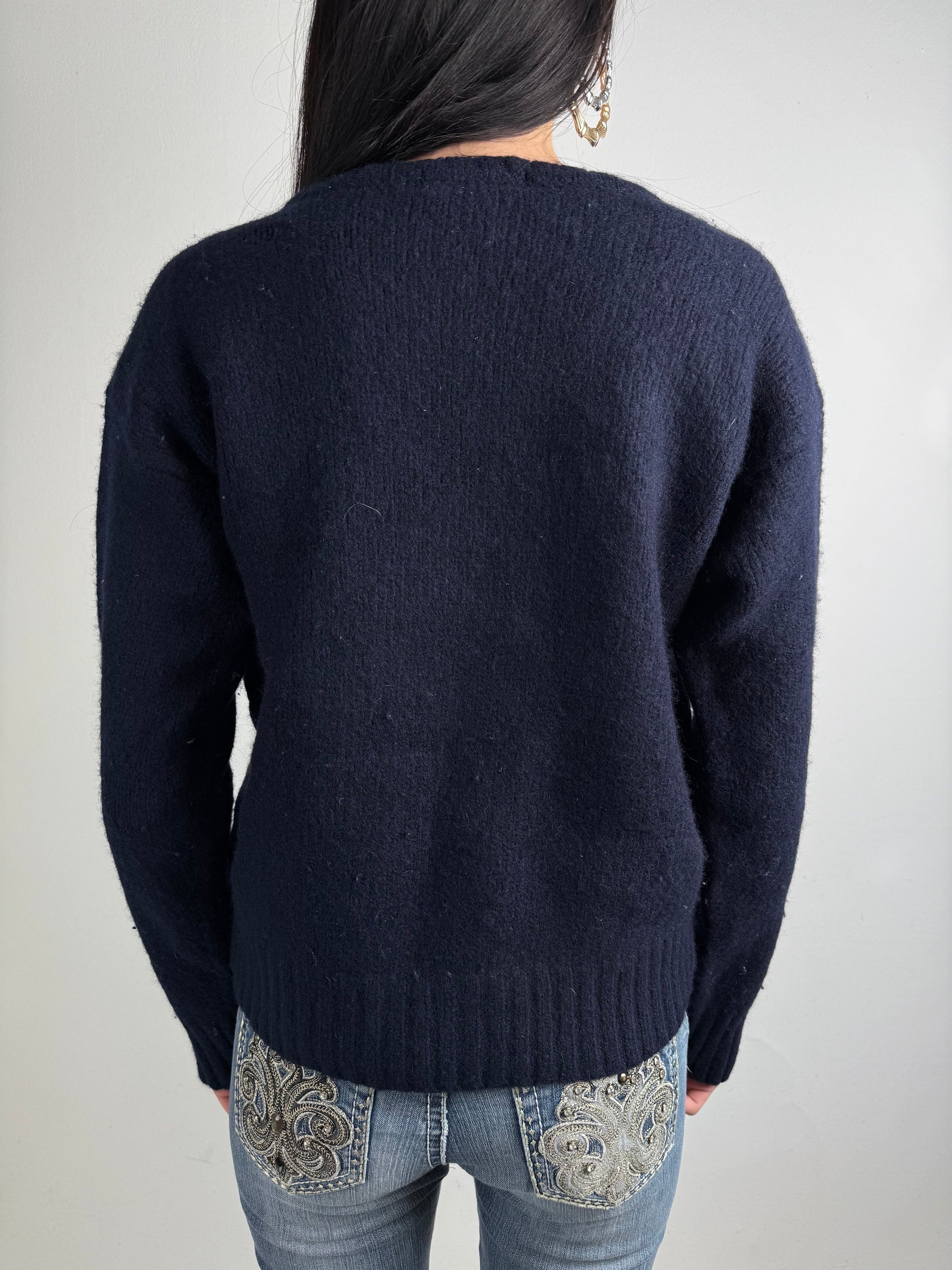 Vintage Polo Ralph Lauren USA Flag Dark Blue Knit Sweater M