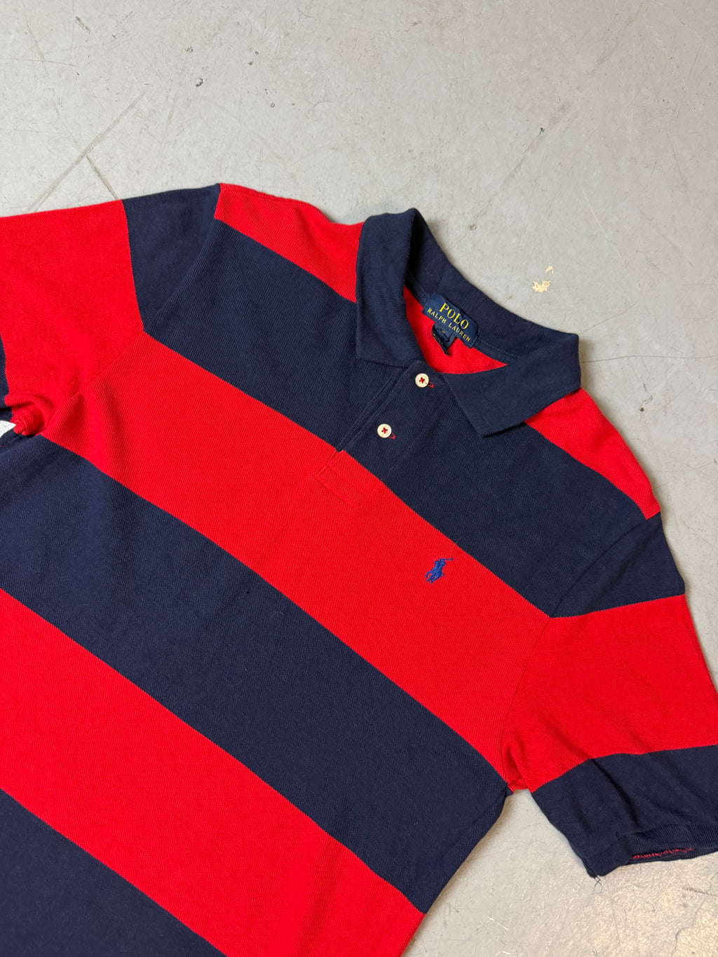 Vintage Ralph Lauren Red and Blue Striped Polo L