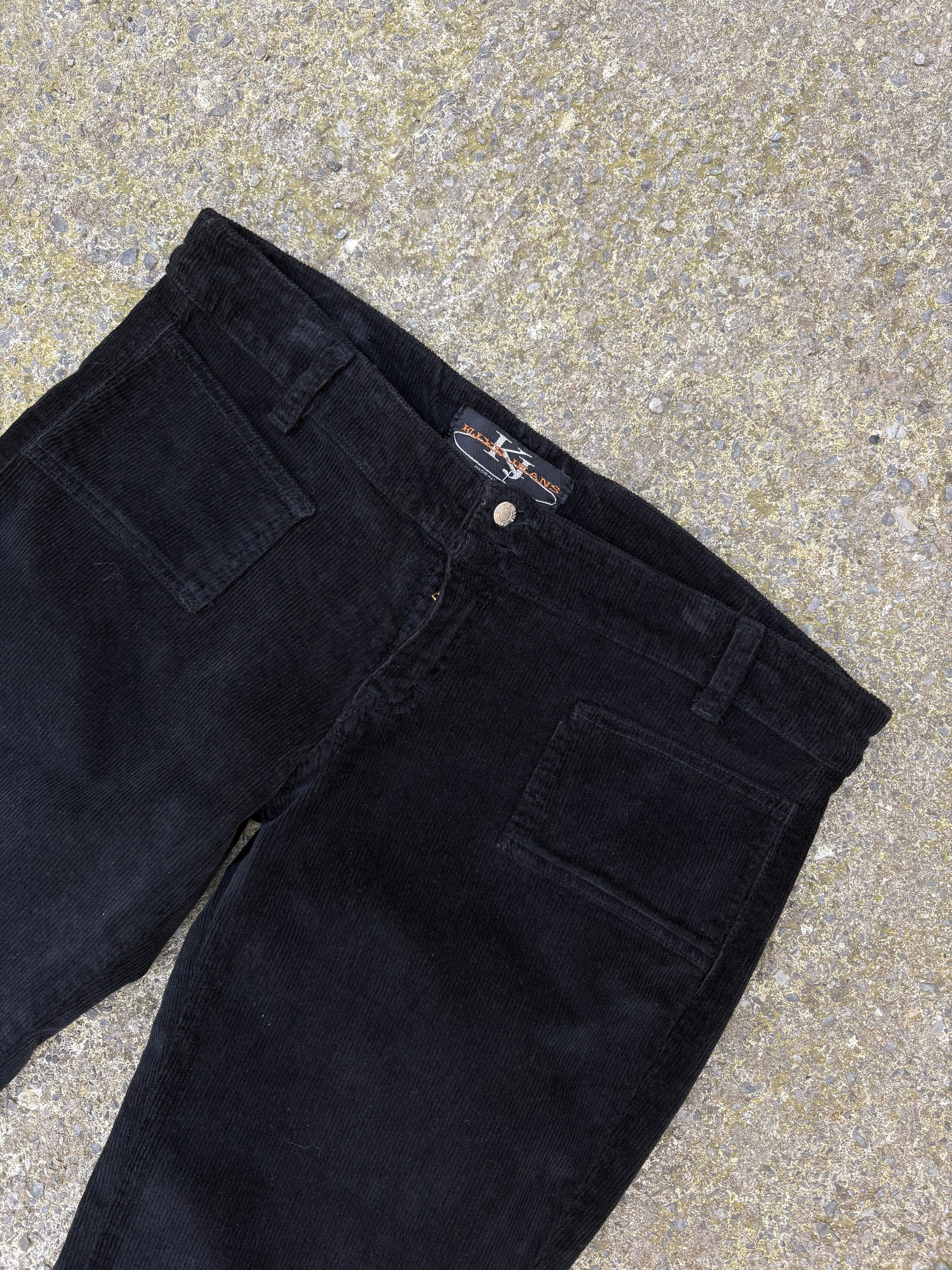 Vintage Black Flared Cord Pants L