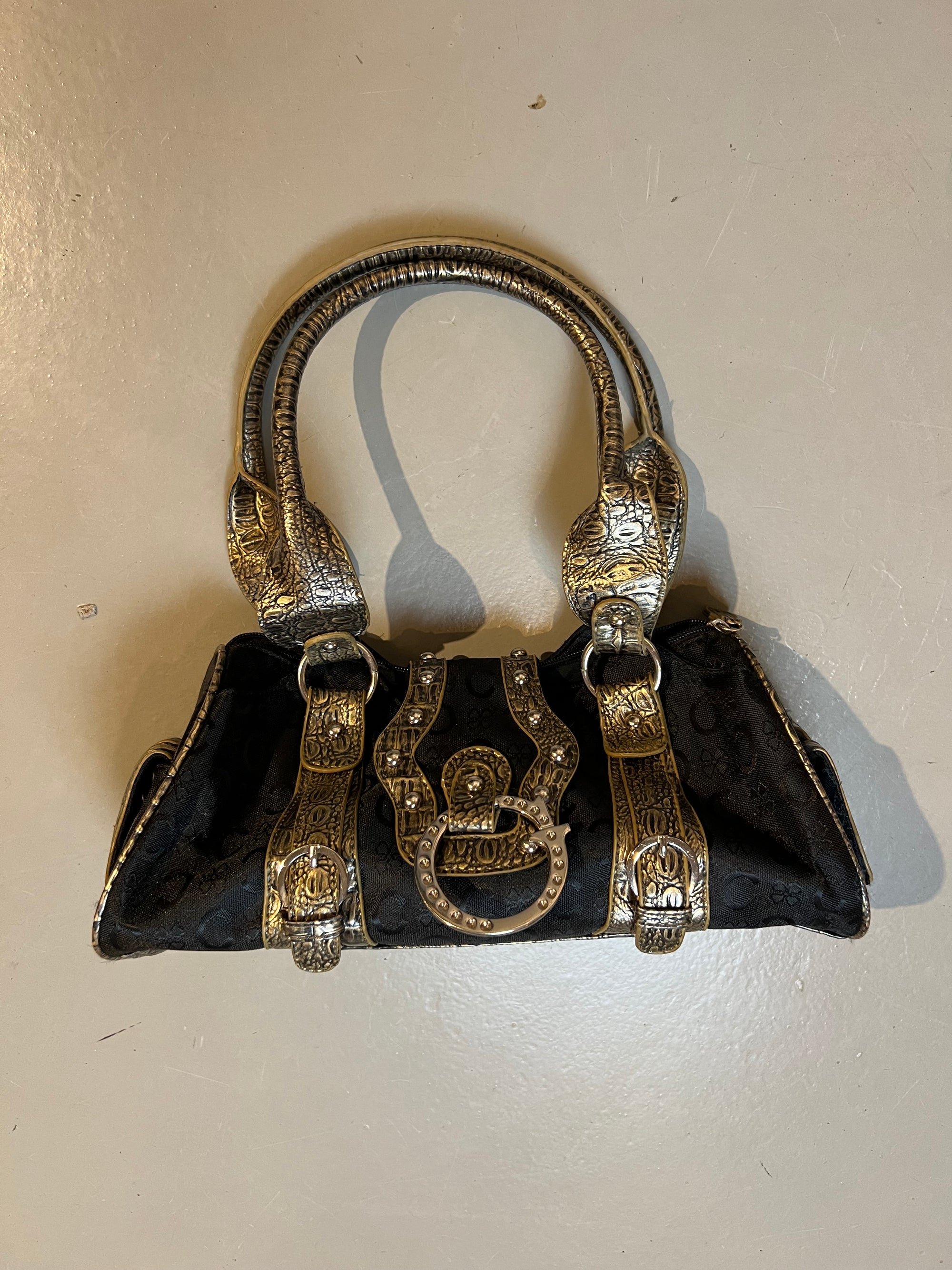 Vintage Black Crazy Shoulder Bag