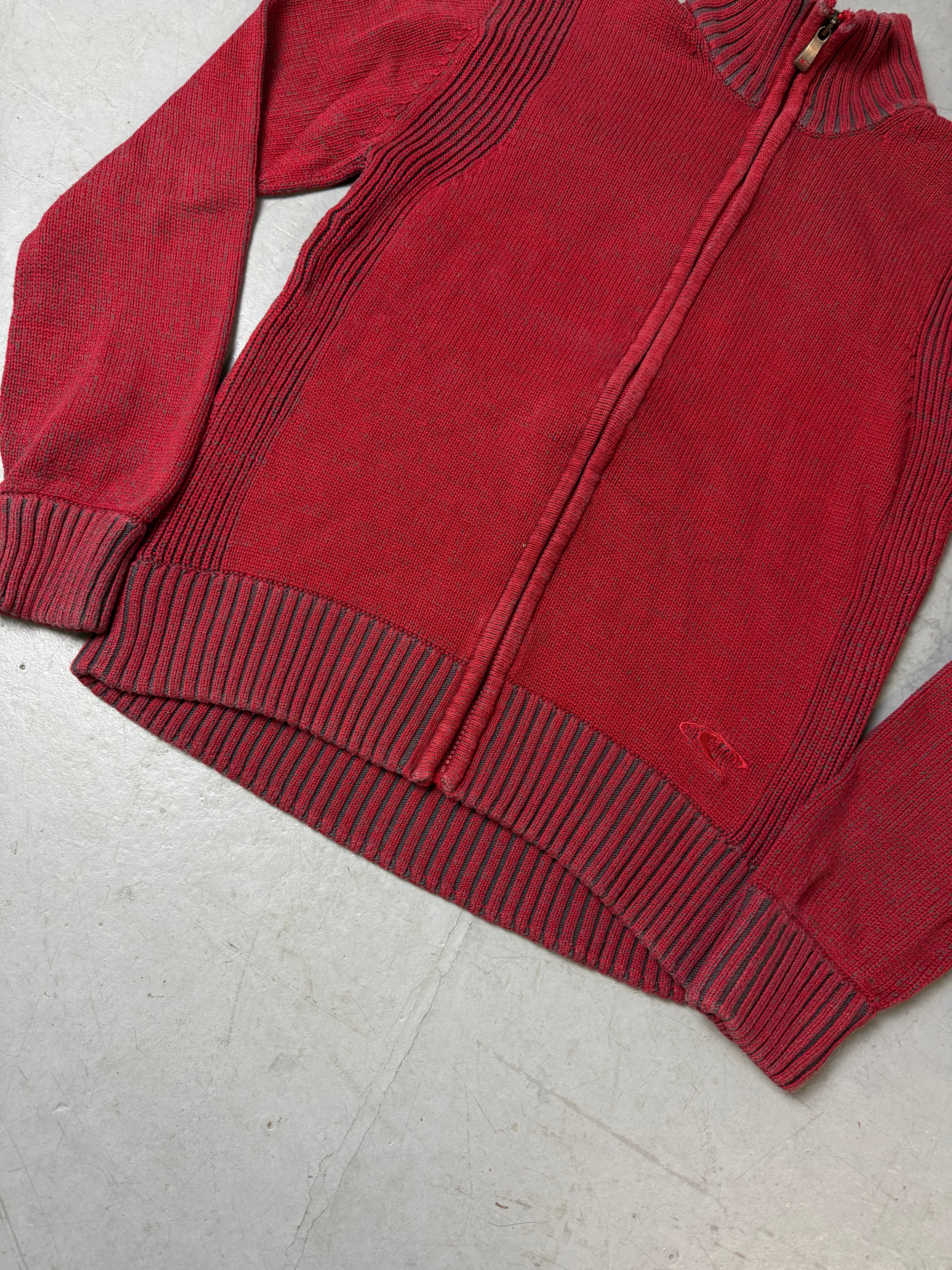 Vintage O Neill Red Knit Zip Up M