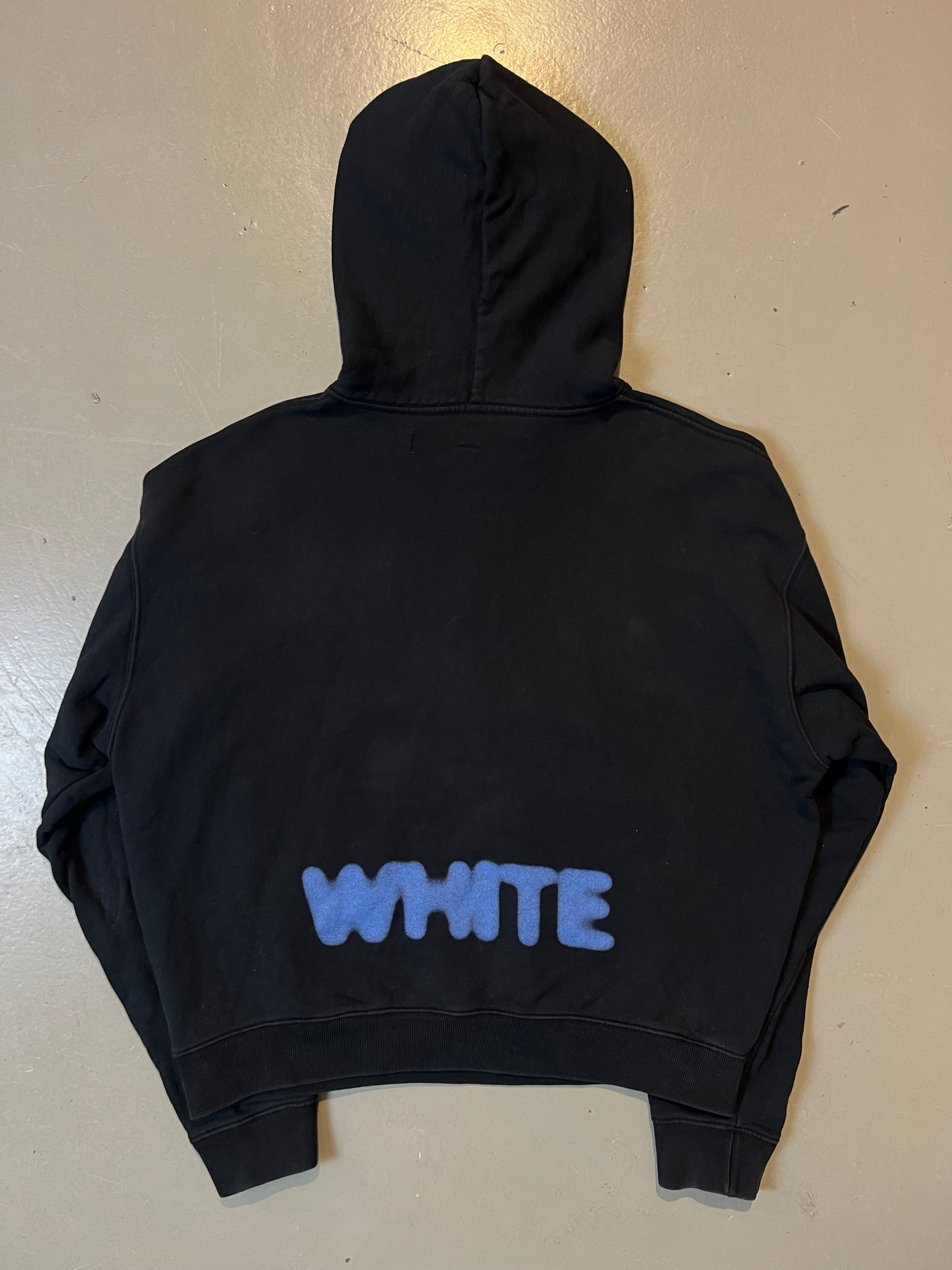 Vintage Black Off White Print Hoodie L/XL