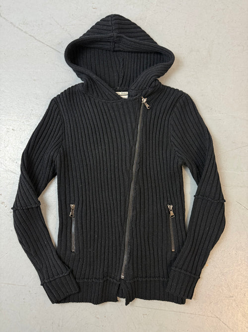 Vintage Enos Jeans Black Knit Zip Jacket für Damen. Y2K Second Hand 2000s Fashion