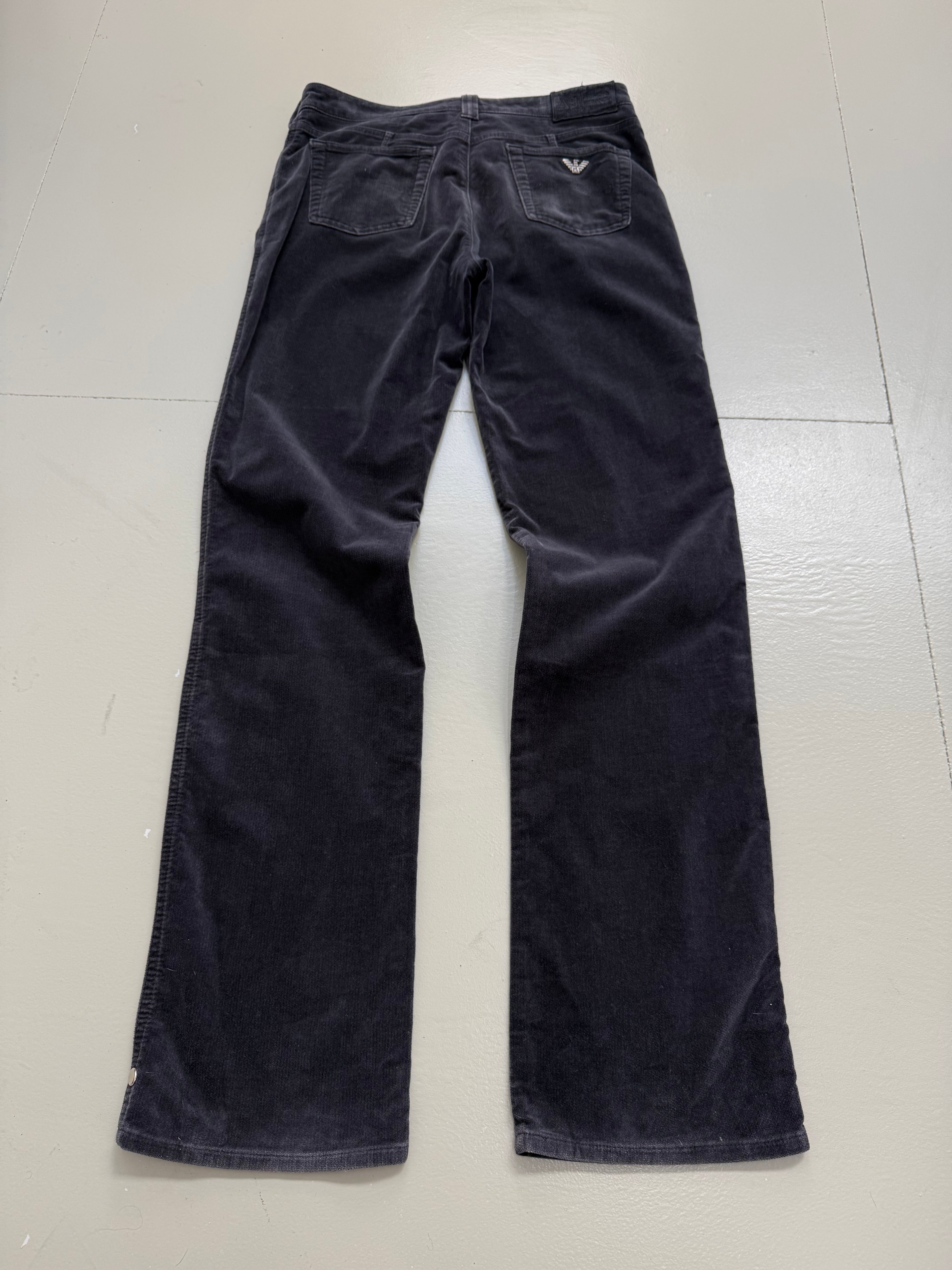 Vintage Armani Jeans Black Cord Straight Fit Pants M