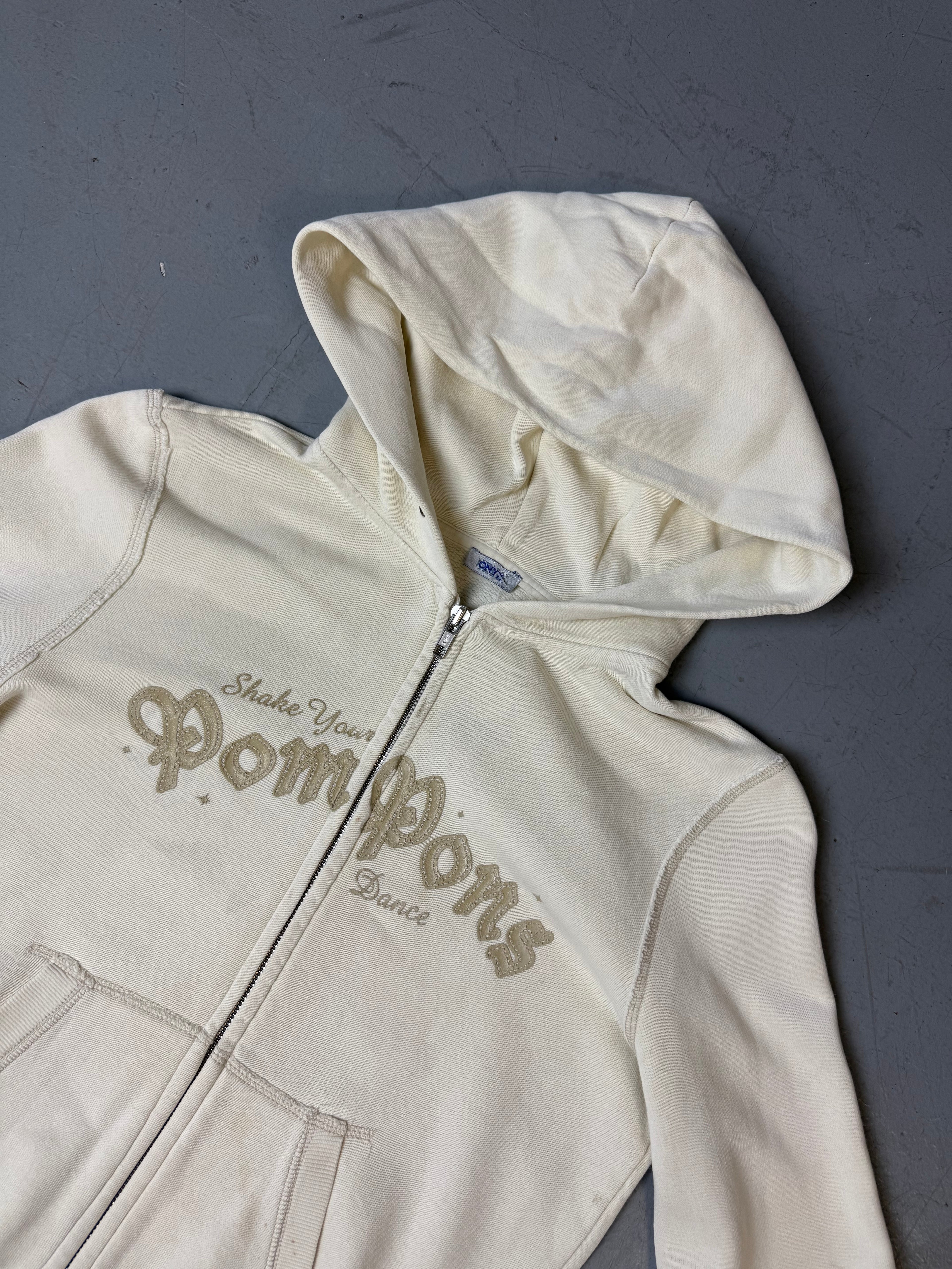 Cream Zip Up Hoodie von Onyx in Größe S mit Print vorne 