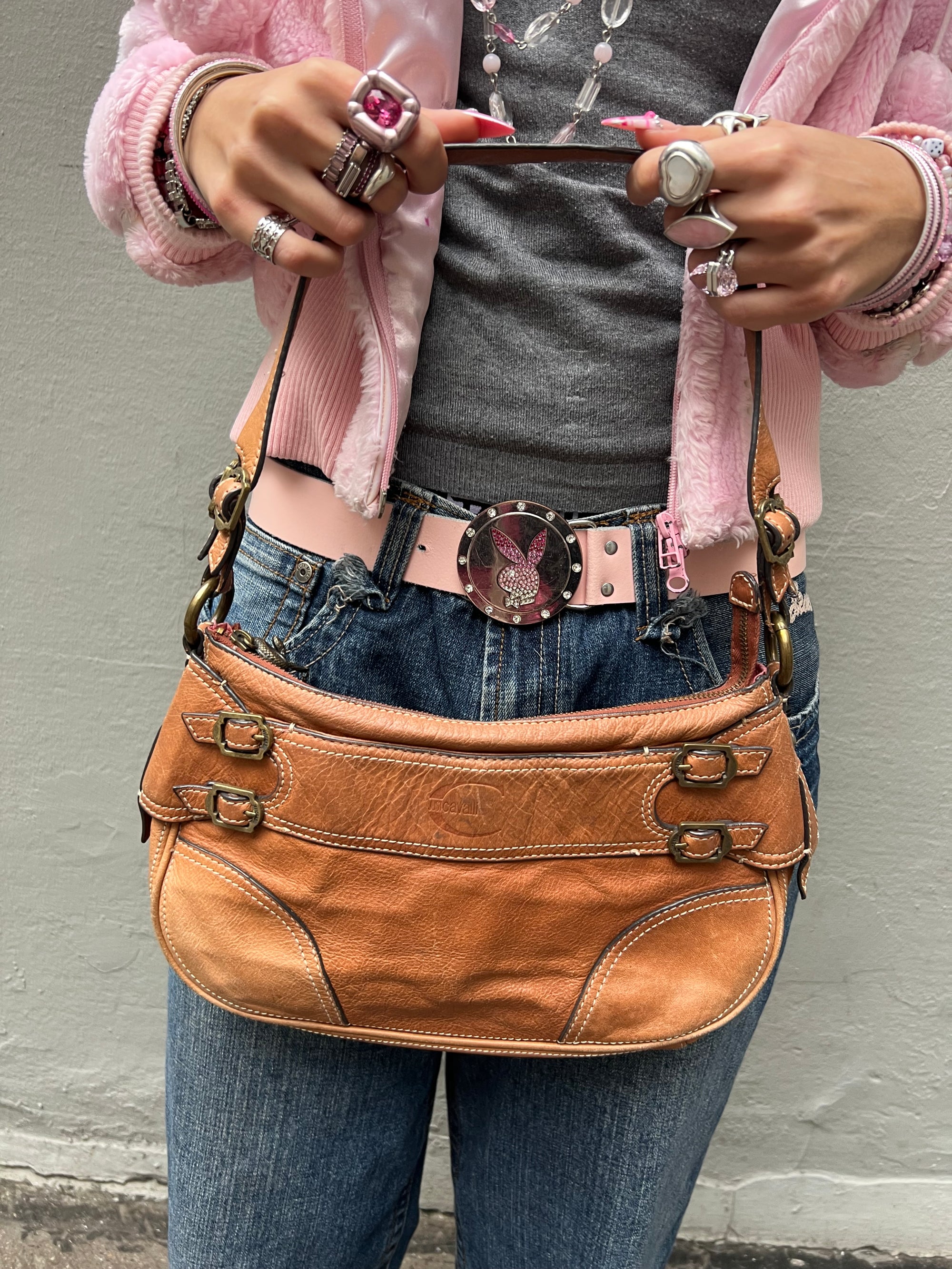Vintage Just Cavalli Brown Leather Bag