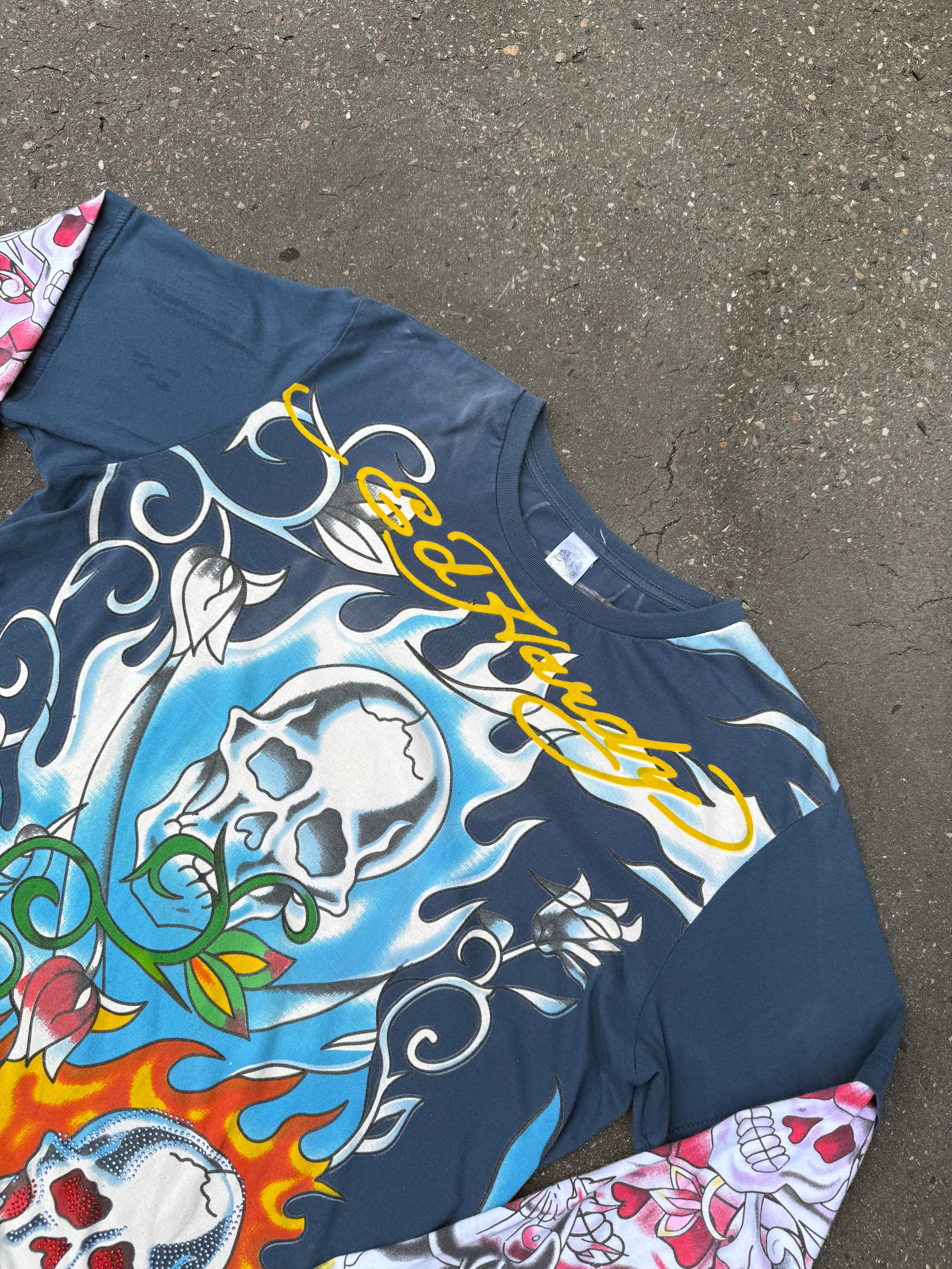 Vintage Ed Hardy Crazy Printed Longsleeve L/XL