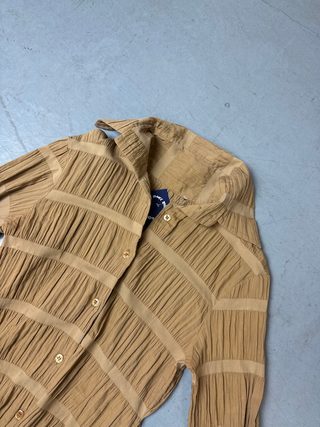 Vintage Light Brown Ruffled Blouse S