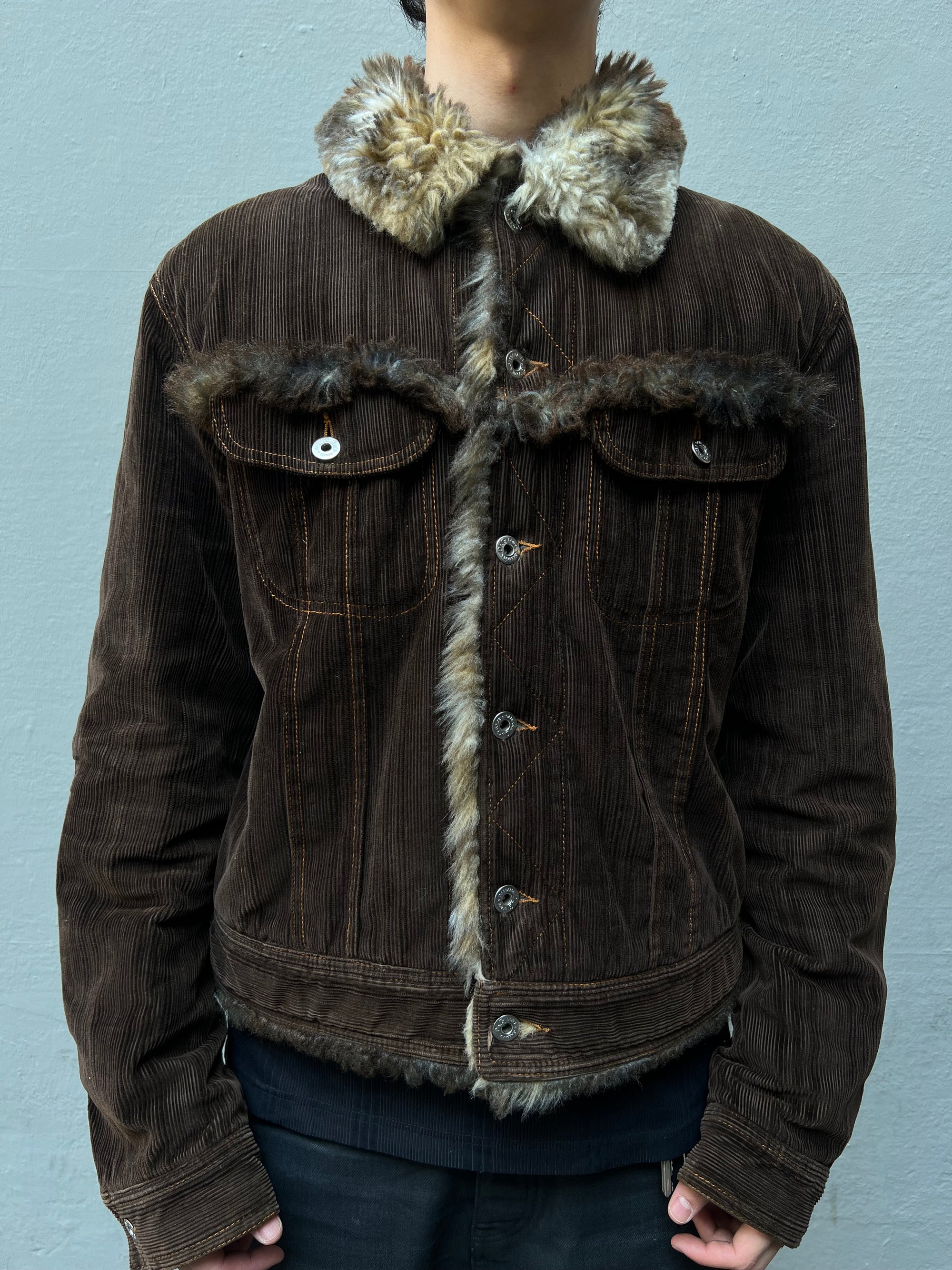Vintage Dolce&Gabbana FW2001 Fur Cord Jacket L/XL