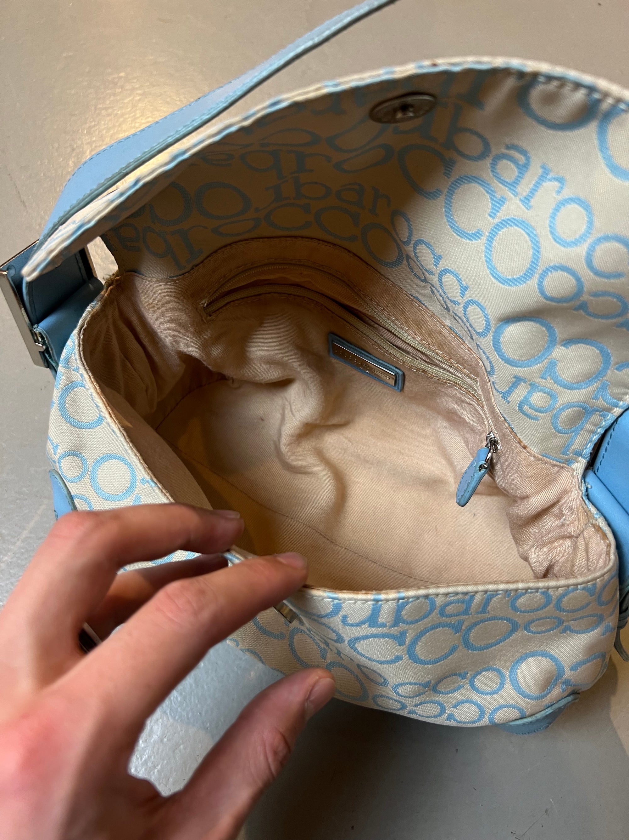 Vintage Beige/Blue Roccobarocco Baguette Bag